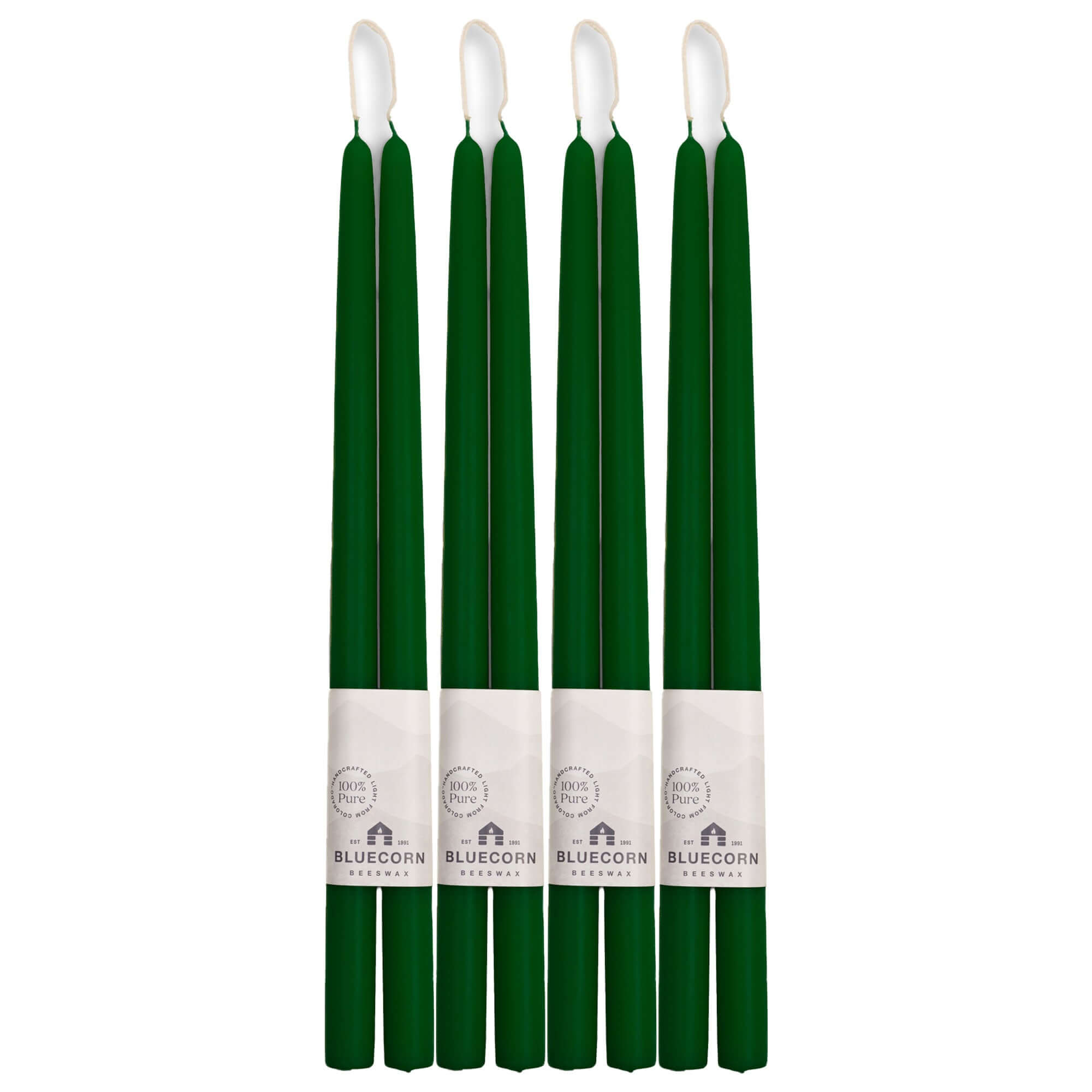 Bluecorn Candles Hand-Dipped Beeswax Taper Candles - Bulk 4-Pair Bundle — side view