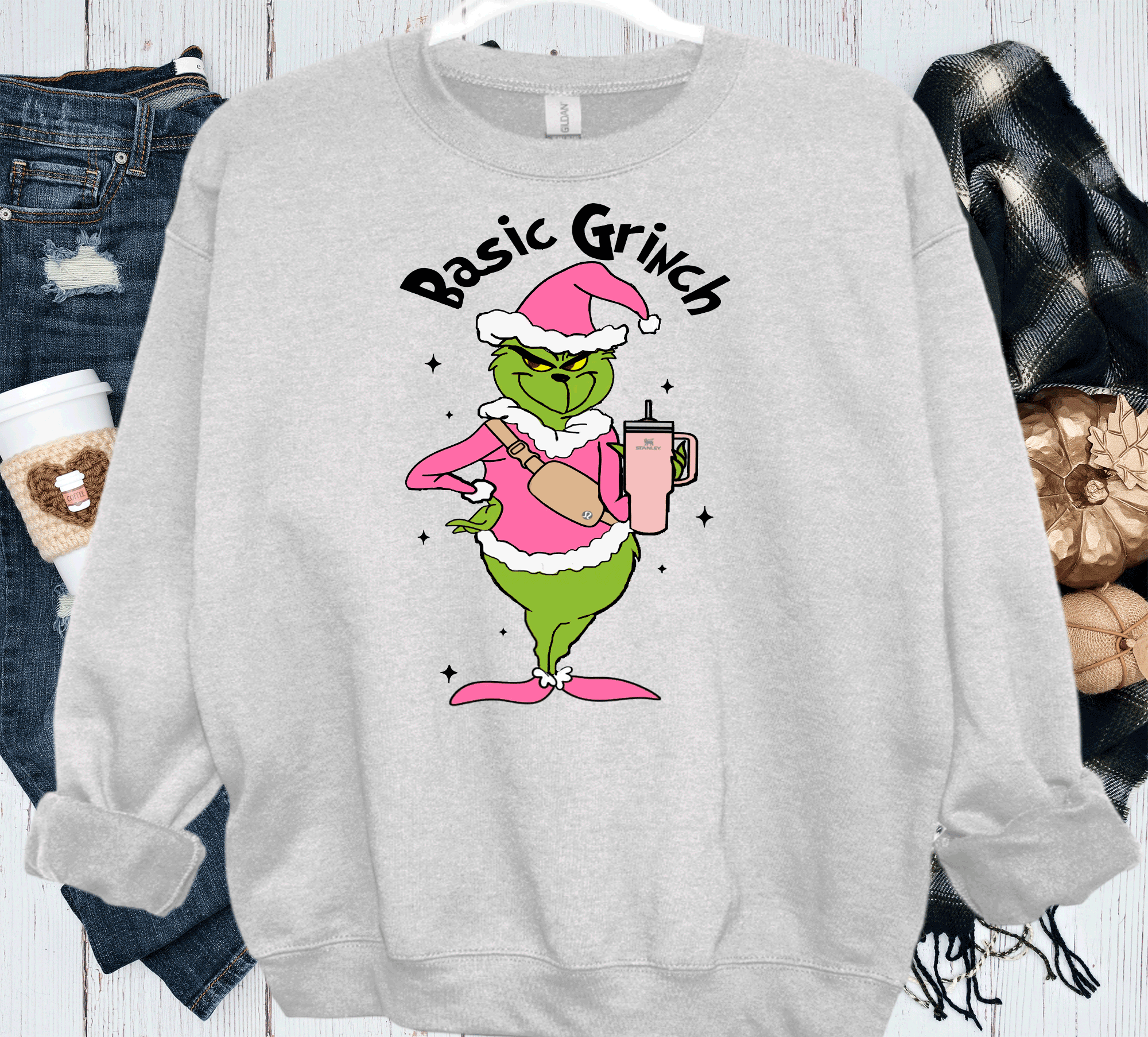 A Blessed Texas Mess Boutique Basic Grinch Scrouge Pink Christmas Classic Christmas Family Movie Shirts… — detail and construction