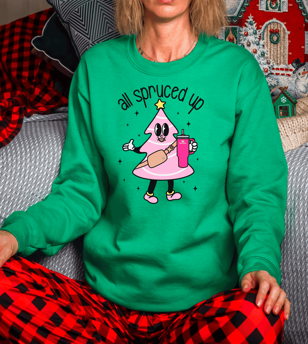 A Blessed Texas Mess Boutique all spruced up Pink Christmas Little Debbies Christmas Shirts Sweatshirts… — branding close-up