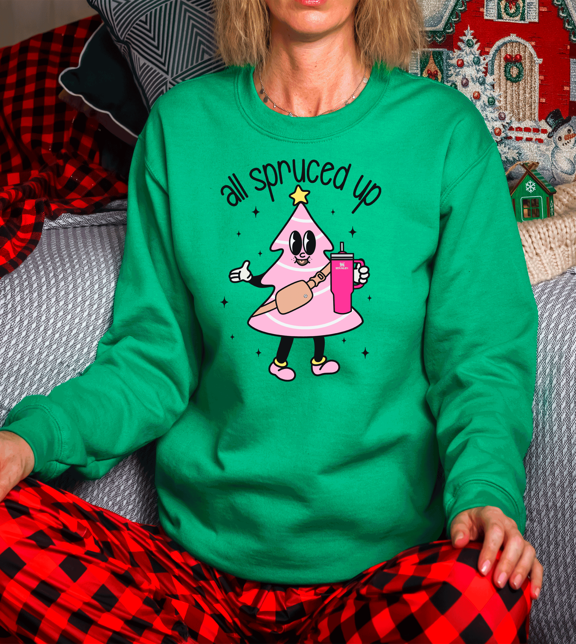A Blessed Texas Mess Boutique Boujie Fir Life Pink Christmas Little Debbies Christmas Shirts Sweatshirts… — detail shot 7
