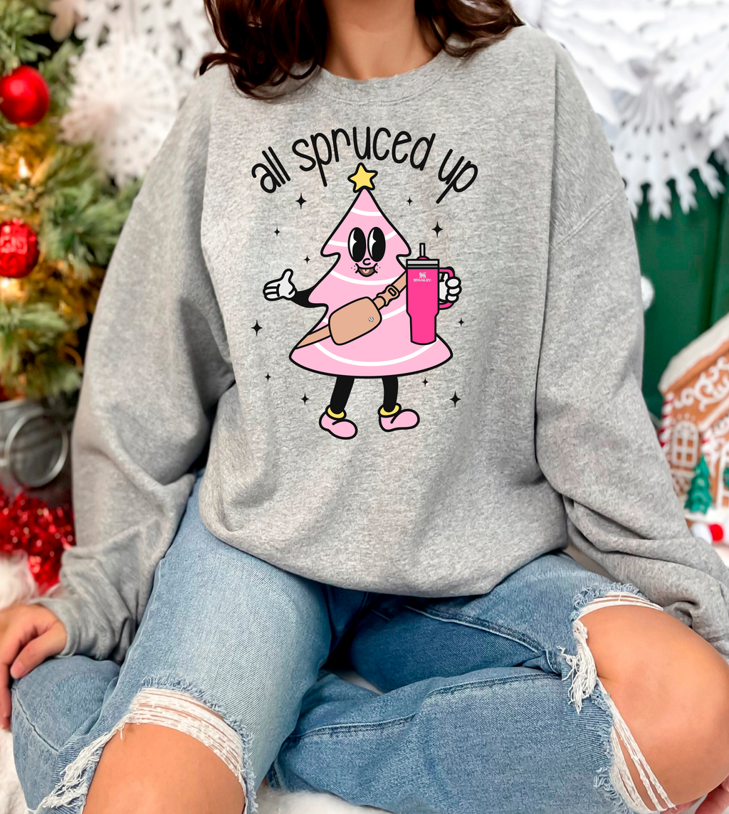 A Blessed Texas Mess Boutique Boujie Fir Life Pink Christmas Little Debbies Christmas Shirts Sweatshirts… — detail shot 6