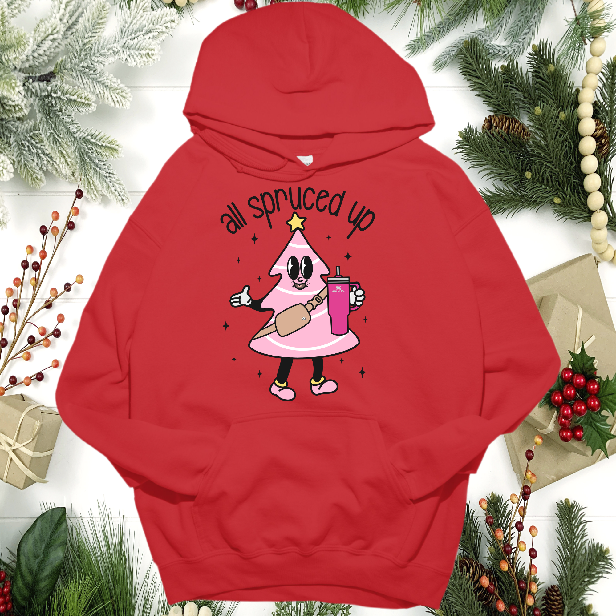 A Blessed Texas Mess Boutique all spruced up Pink Christmas Little Debbies Christmas Shirts Sweatshirts… — detail shot 8