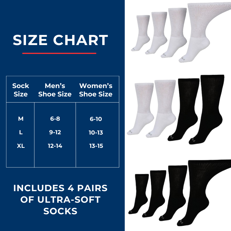 DSC Men's Ultra-Soft Upper Calf Diabetic Socks (4 Pair) — feature highlight