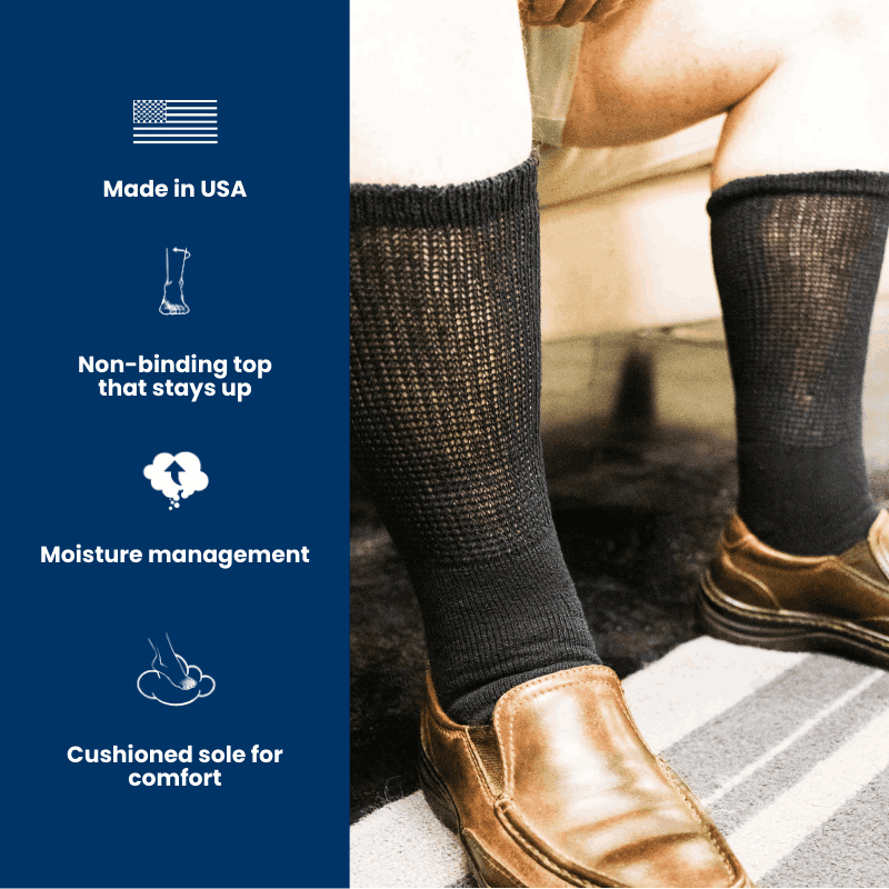 DSC Men's Ultra-Soft Upper Calf Diabetic Socks (4 Pair) — product on model