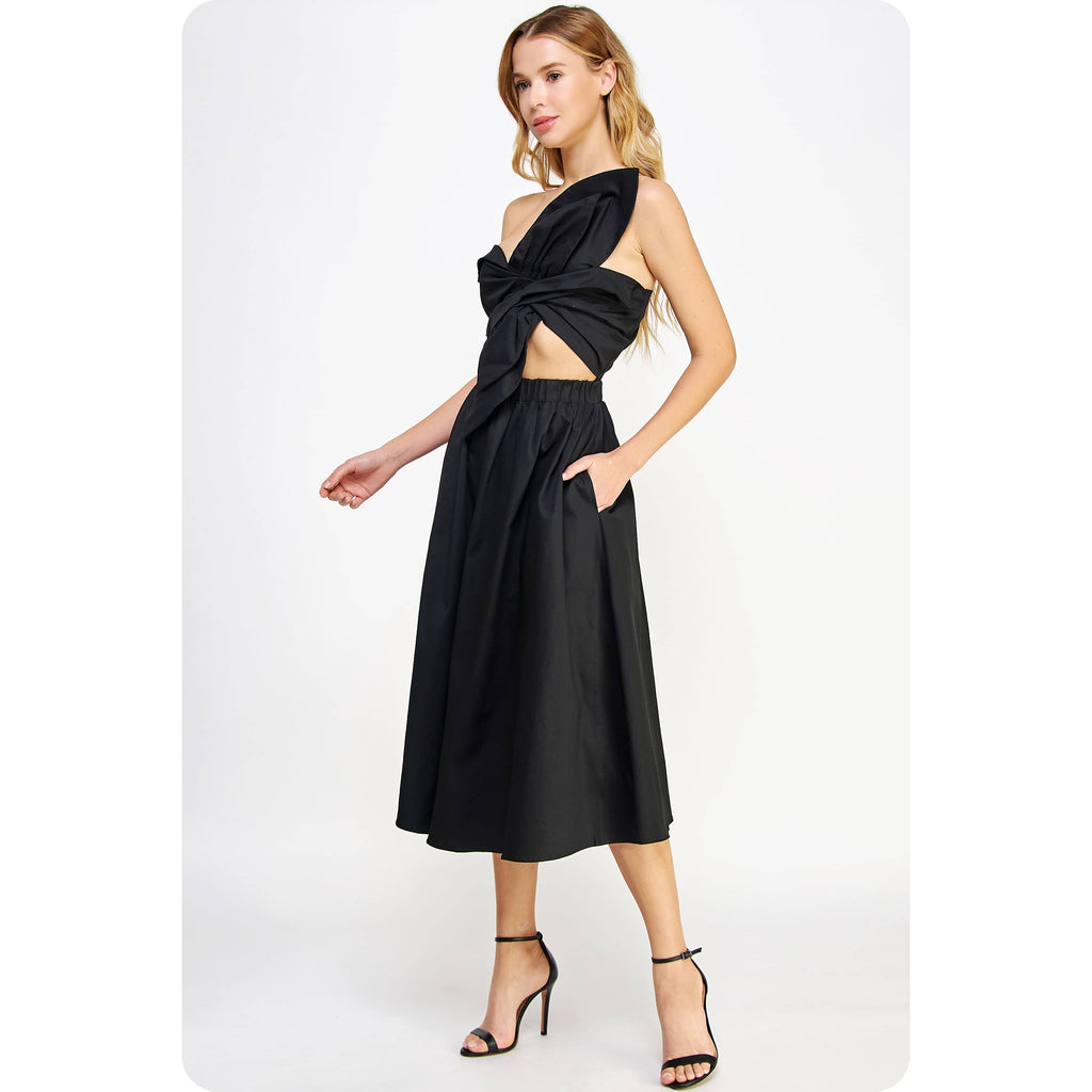 Black Knotted Bow Dress