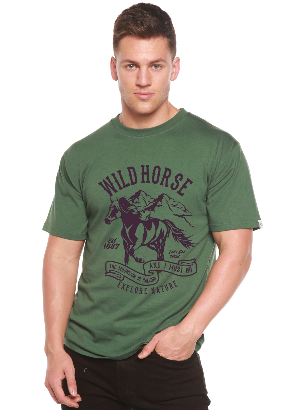 Spun Bamboo Wild Horse Spun Bamboo® Men's Bamboo Viscose/Organic Cotton Short Sleeve Graphic T-Shirt — alternative angle