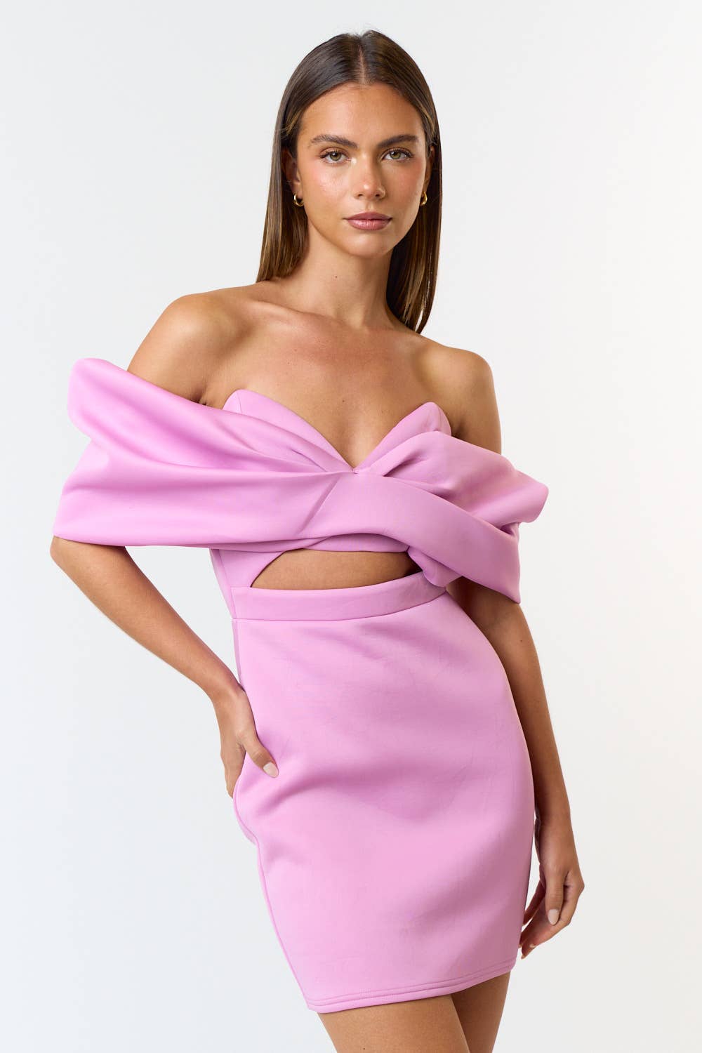 Pretty Little Patriot Pretty Little Patriot Lavender Scuba Mini Dress — construction detail