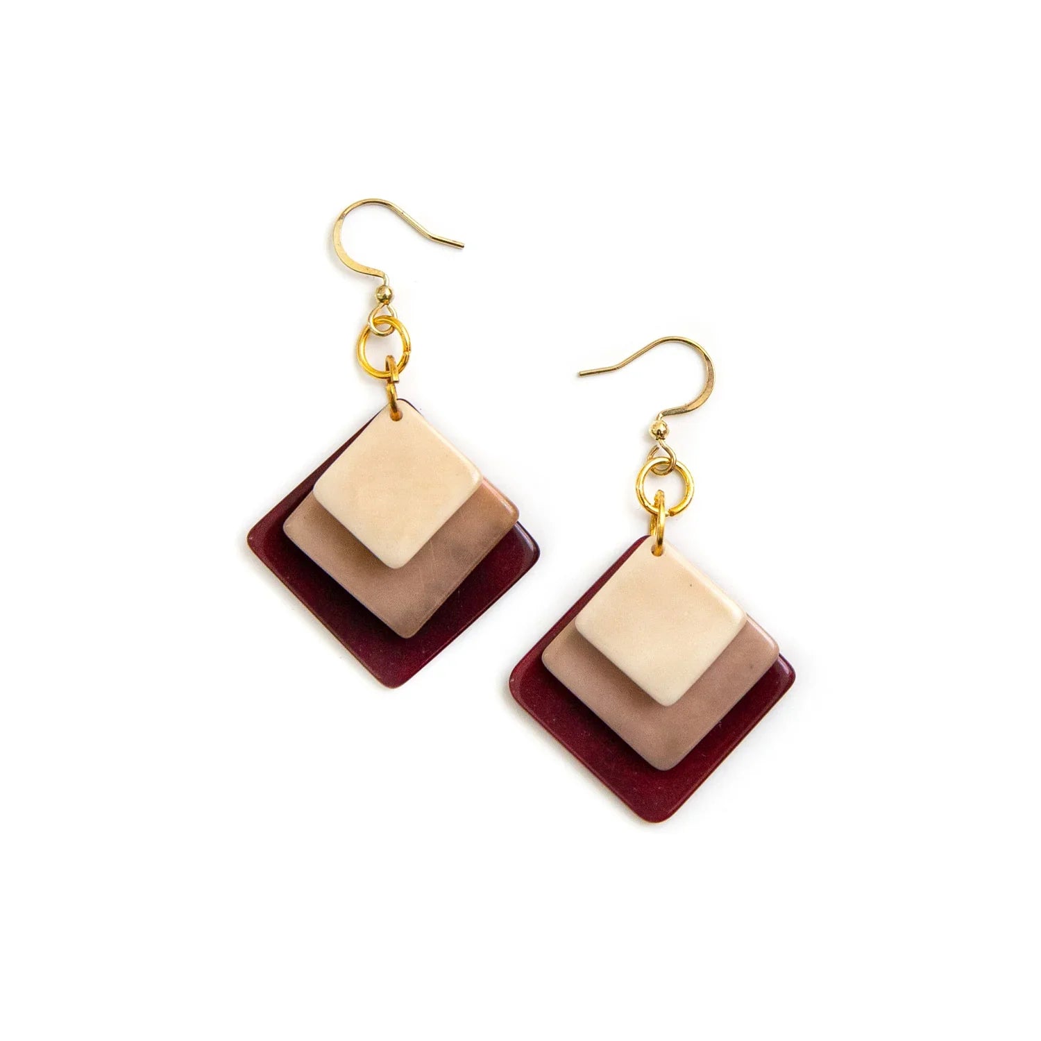KADOU BOUTIQUE Tagua Minerva Earrings - Burgundy — main product shot