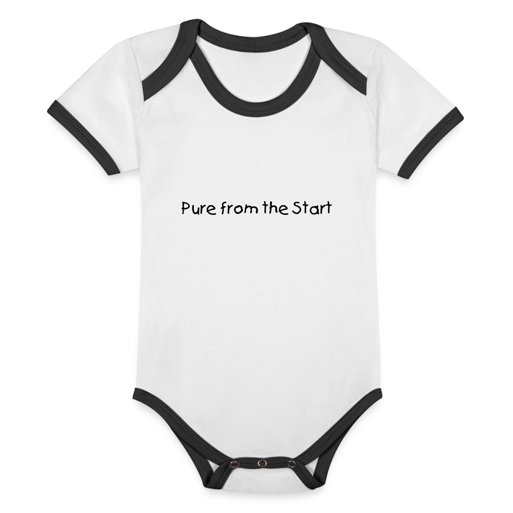 WONENA Organic Cotton Contrast Short Sleeve Baby Bodysuit — detail close-up