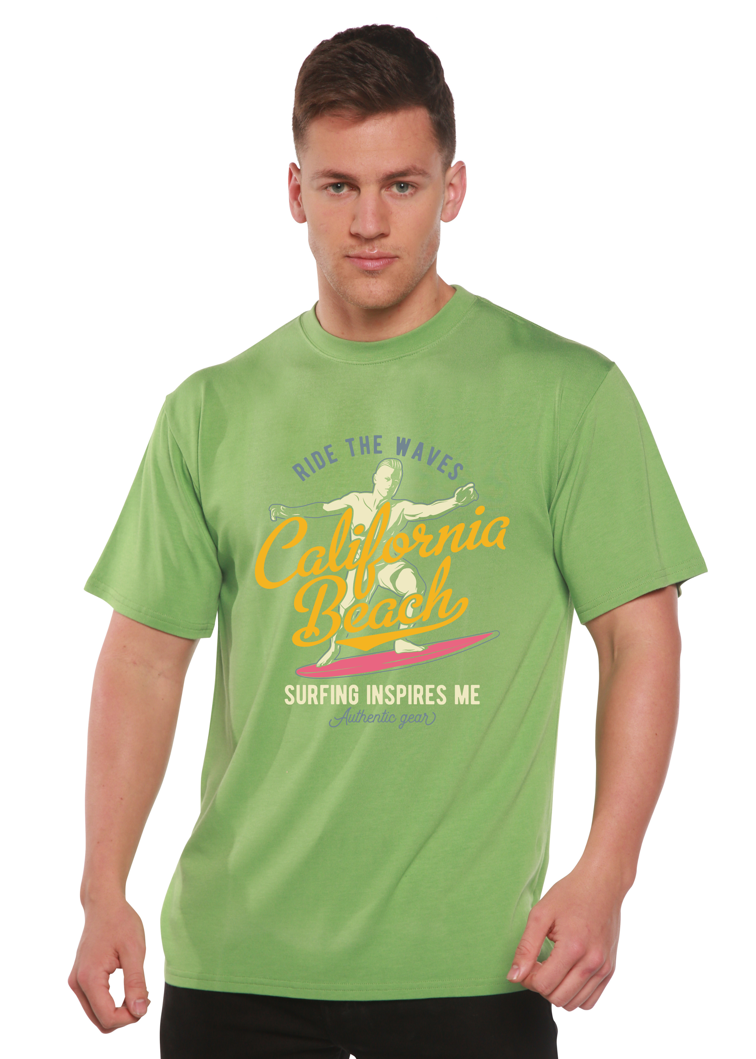 Spun Bamboo California Beach Men's Bamboo Viscose/Organic Cotton Short Sleeve Graphic T-Shirt — alternative angle