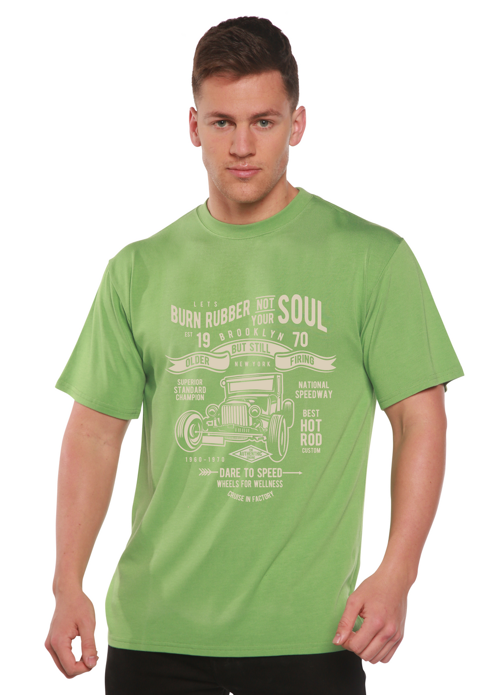 Spun Bamboo Burn Rubber Men's Bamboo Viscose/Organic Cotton Short Sleeve Graphic T-Shirt — lifestyle context