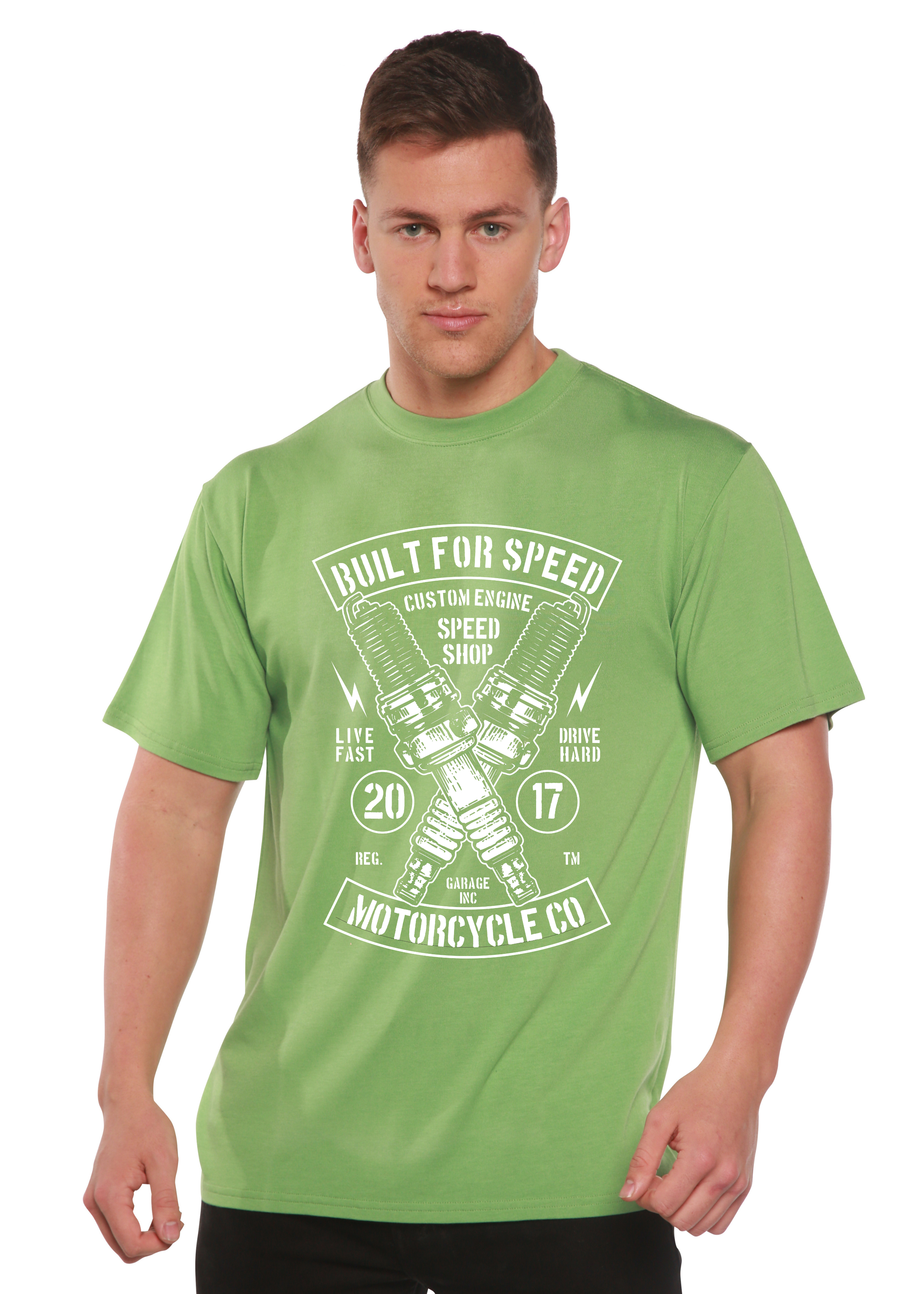 Spun Bamboo Built For Speed Men's Bamboo Viscose/Organic Cotton Short Sleeve Graphic T-Shirt — side view