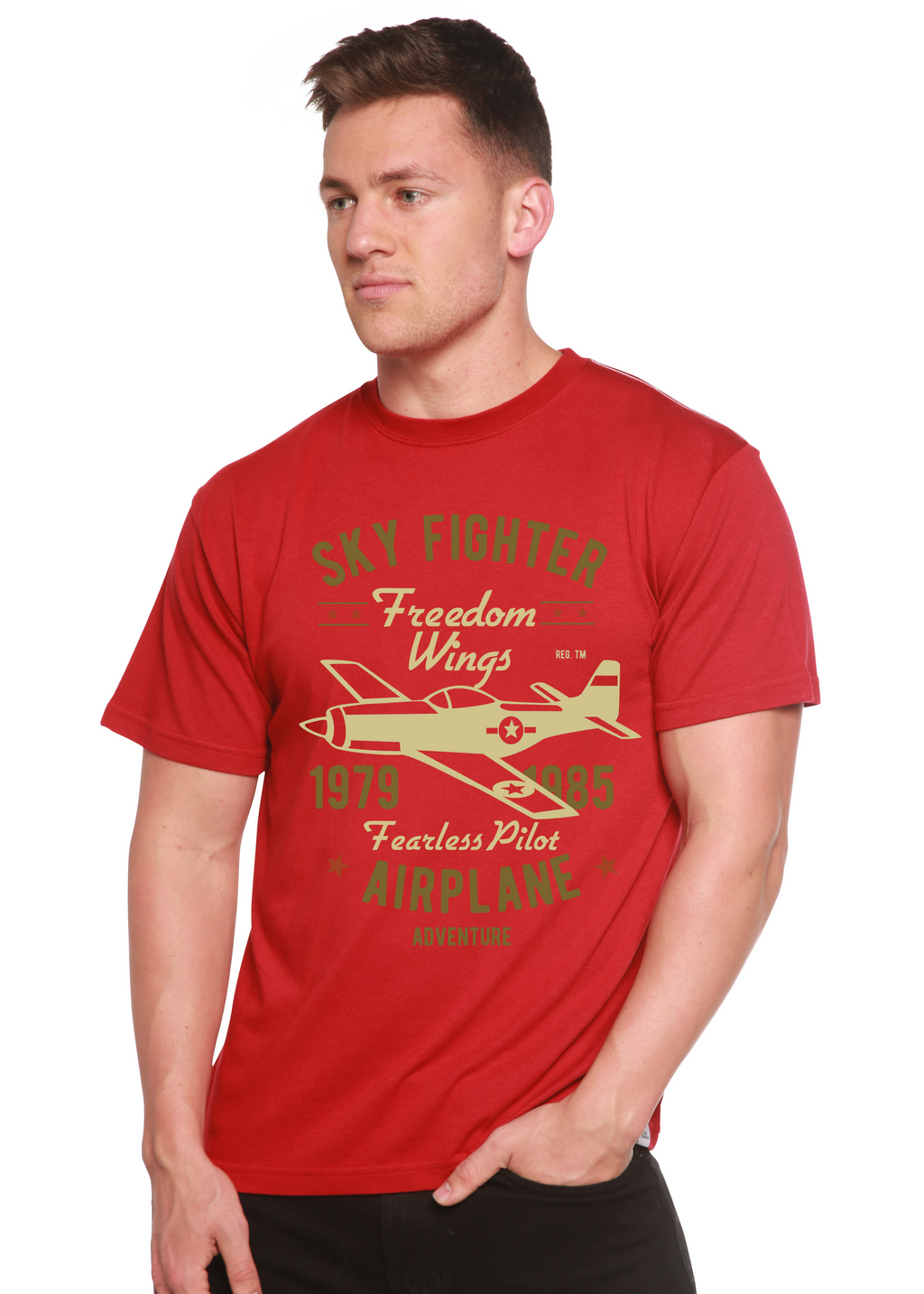 Spun Bamboo Sky Fighter Spun Bamboo® Men's Bamboo Viscose/Organic Cotton Short Sleeve Graphic T-Shirt — back view