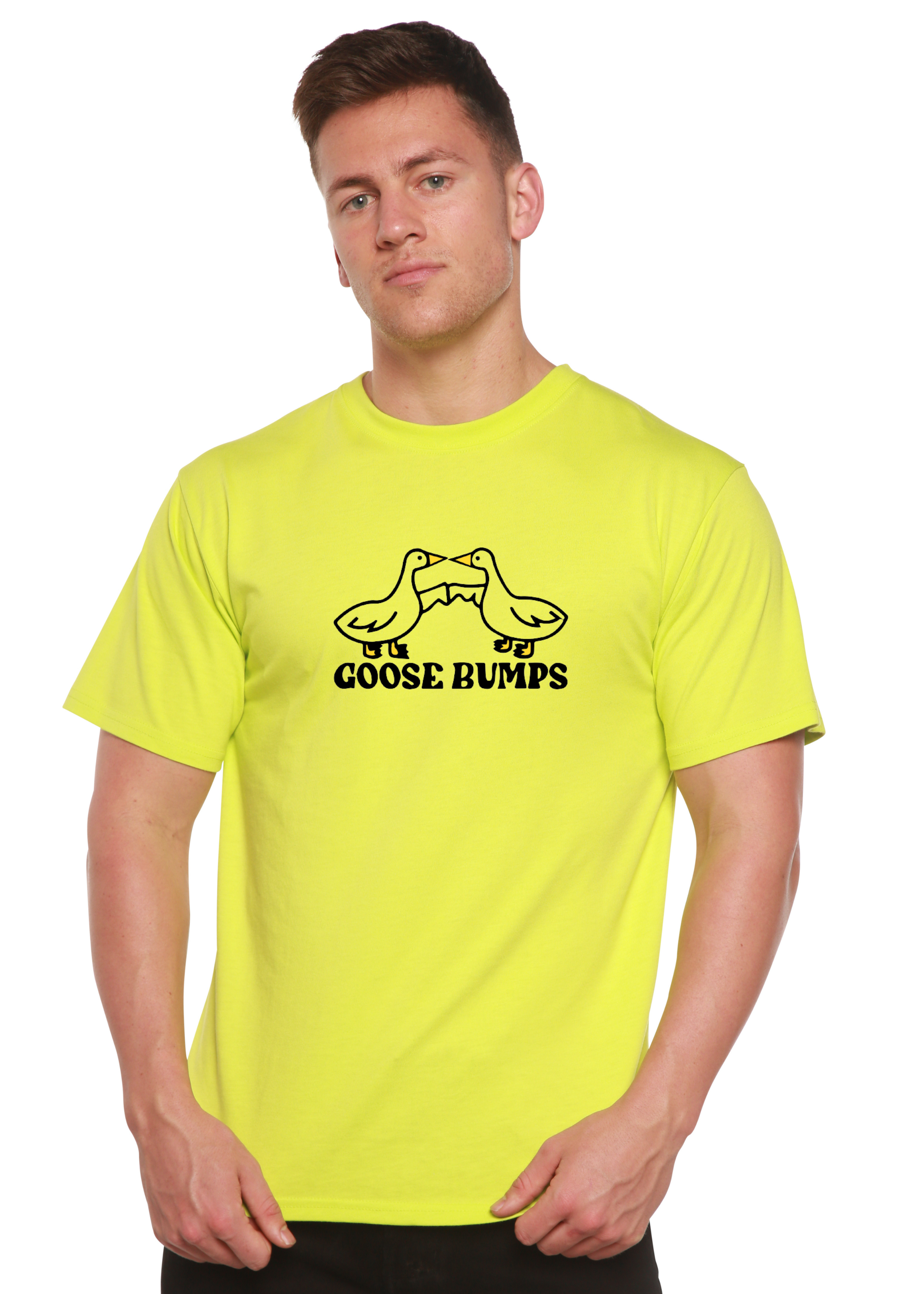Spun Bamboo Goose Bumps Men's Bamboo Viscose/Organic Cotton Short Sleeve Graphic T-Shirt — detail close-up