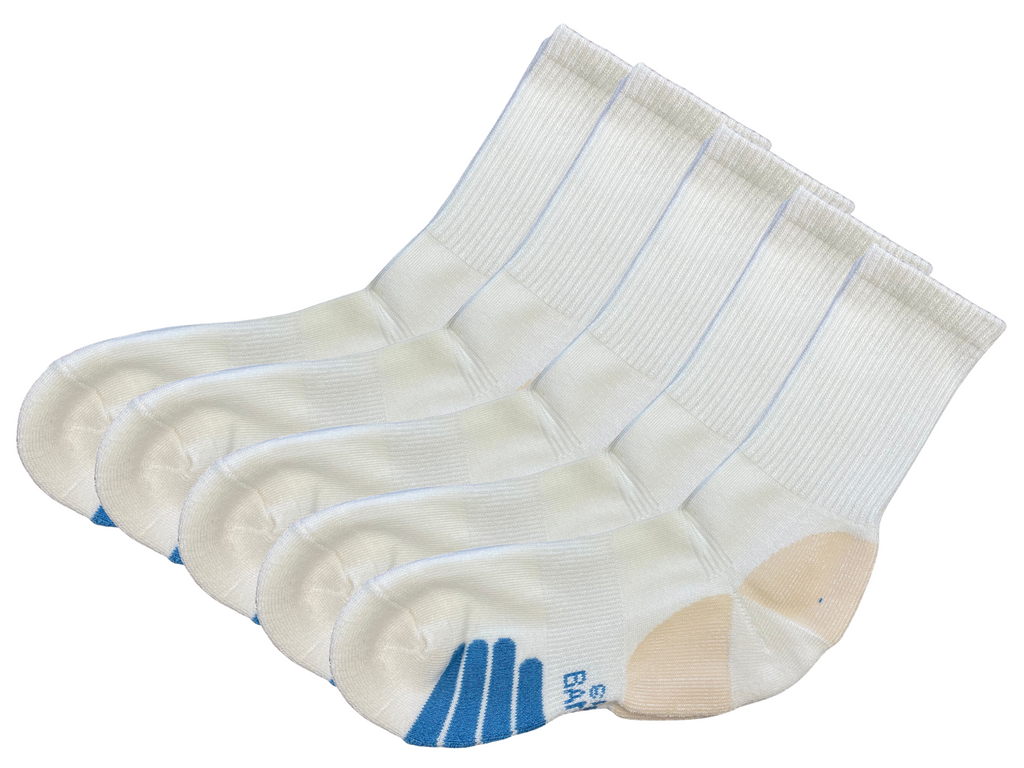 Spun Bamboo High Performance Crew Bamboo Viscose Socks Unisex White Color - 5-pack — main product shot