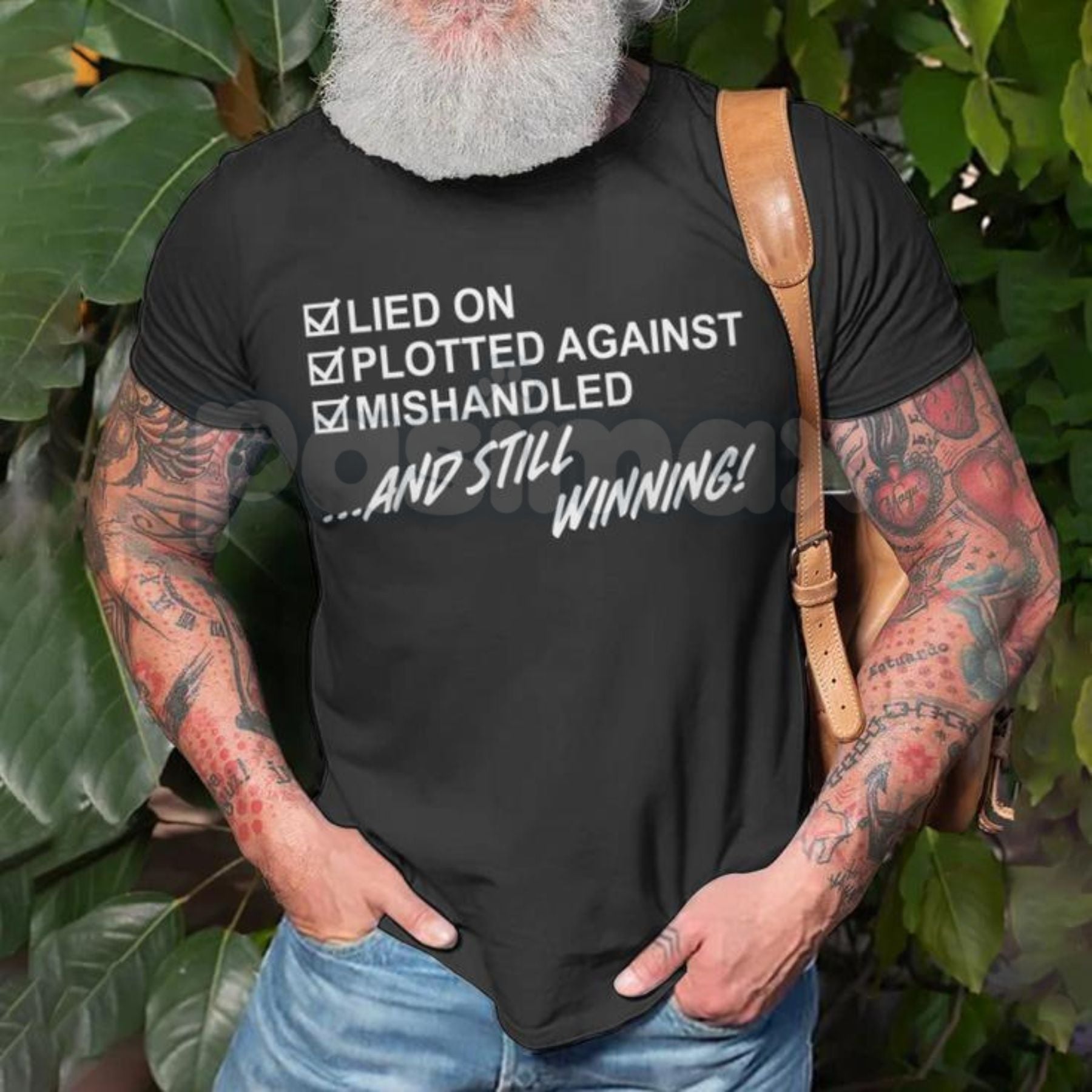 Pasimax "Still Winning" Resilience T-Shirt - Lied On Plotted Against Mishandled Graphic Tee, Inspirational Survival Quote Shi
