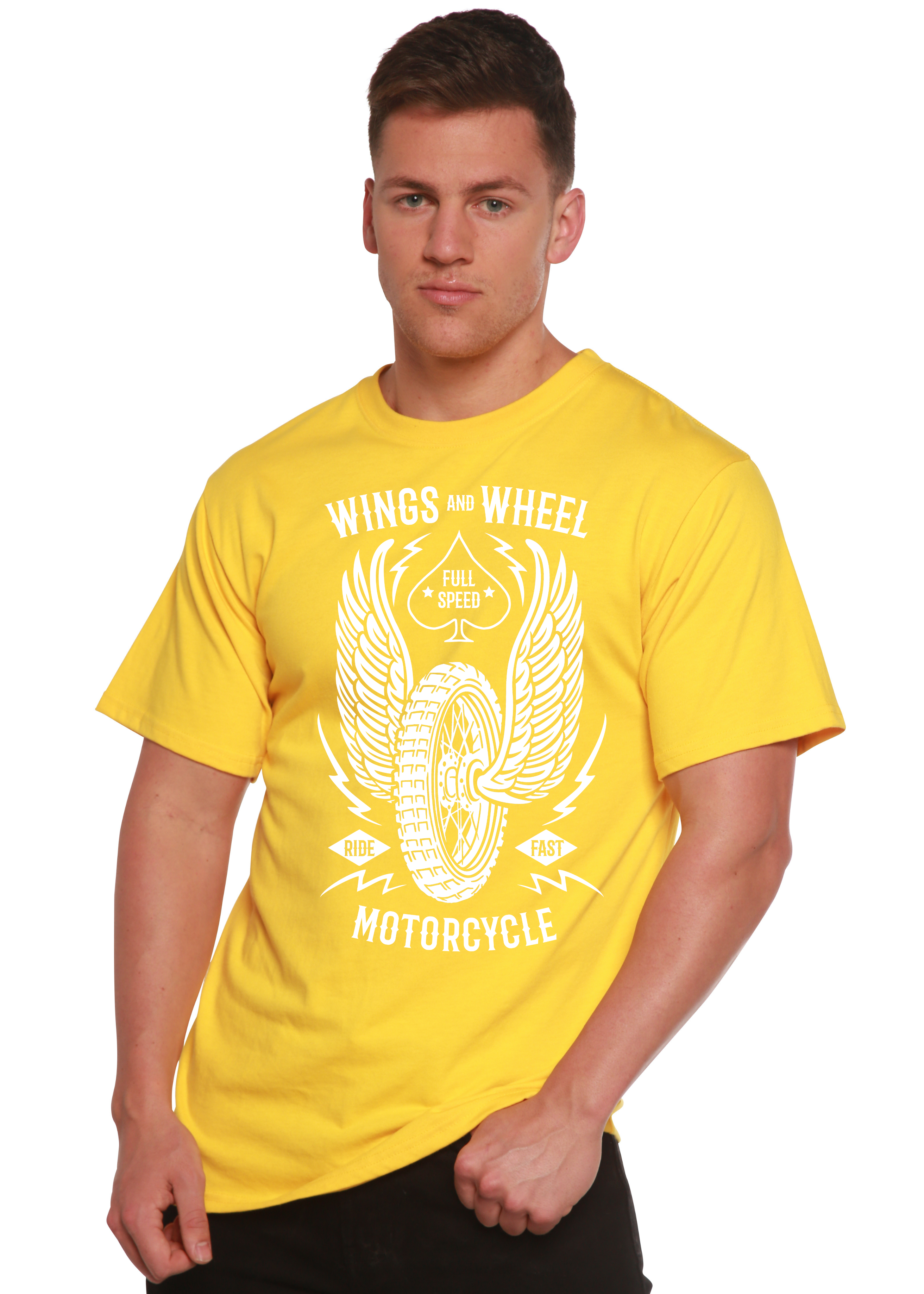 Spun Bamboo Wings And Wheel Spun Bamboo® Men's Bamboo Viscose/Organic Cotton Short Sleeve Graphic T-Shirt — back view