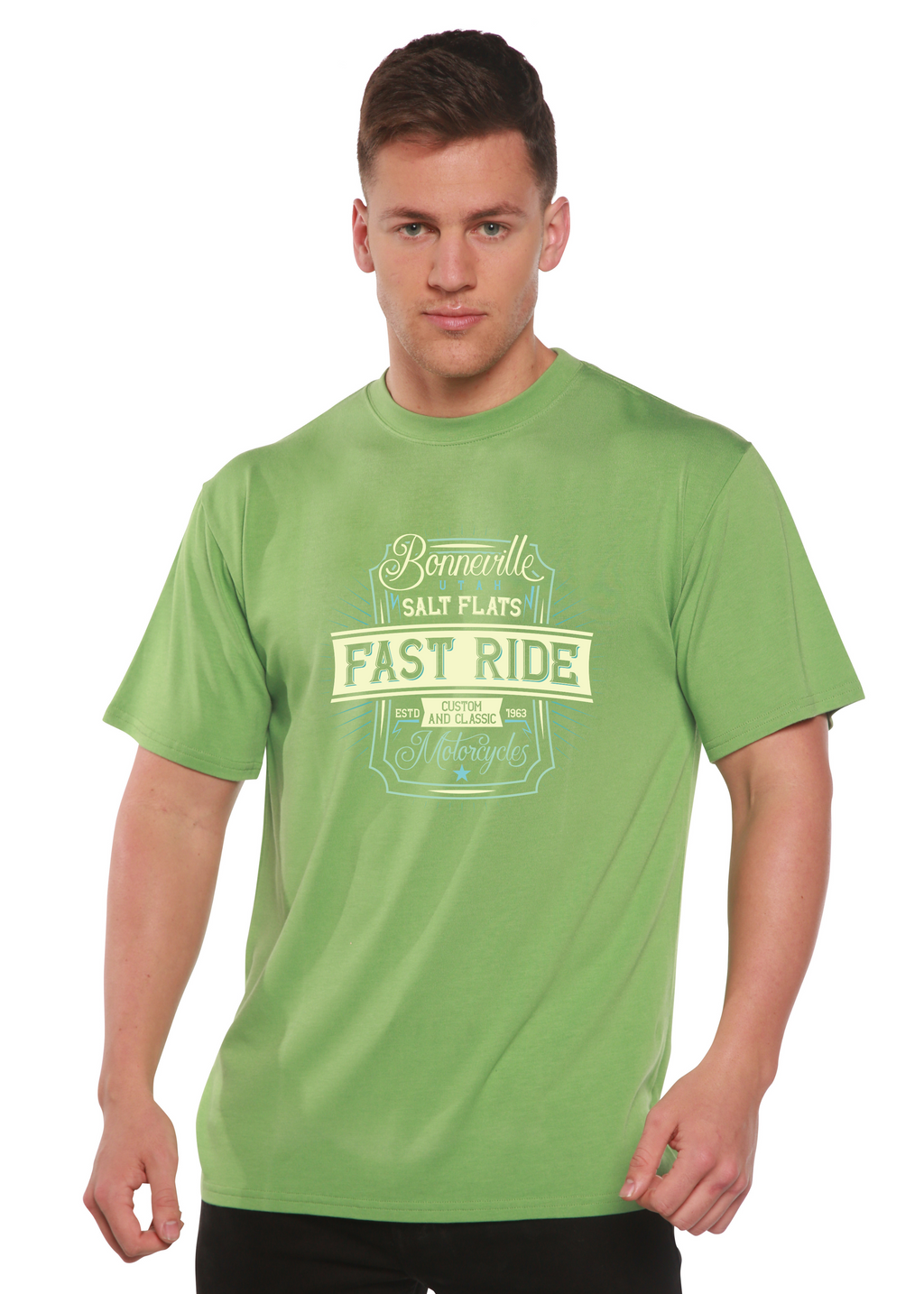 Spun Bamboo Fast Ride Men's Bamboo Viscose/Organic Cotton Short Sleeve Graphic T-Shirt — side view