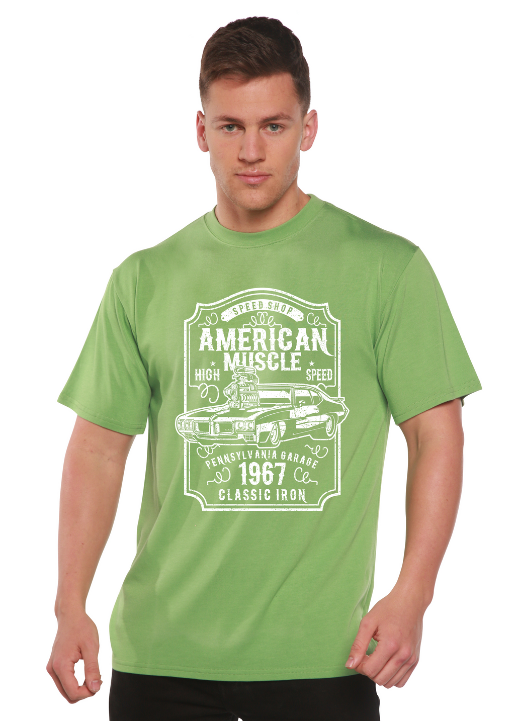 Spun Bamboo American Muscle Men's Bamboo Viscose/Organic Cotton Short Sleeve Graphic T-Shirt — lifestyle context