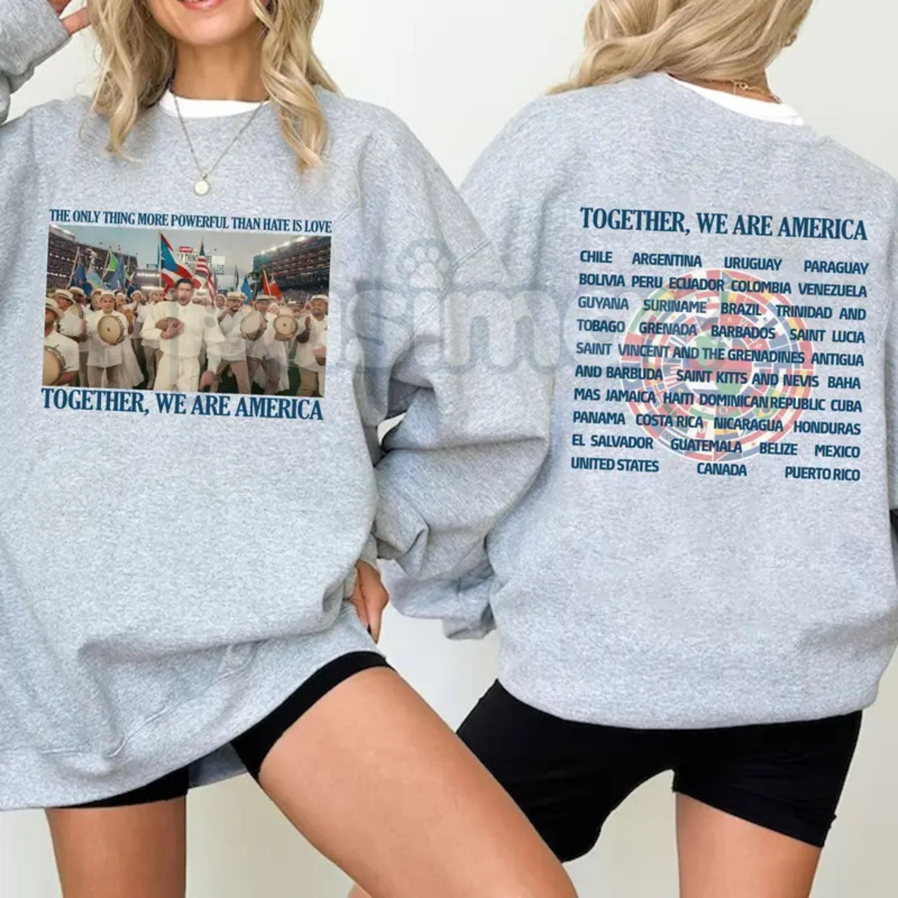 Pasimax Together We Are America Bunny Bowl Sweatshirt | 2-Sided Unisex Bunny Bowl Jumper | Patriotic Football Bunny Crewneck 
