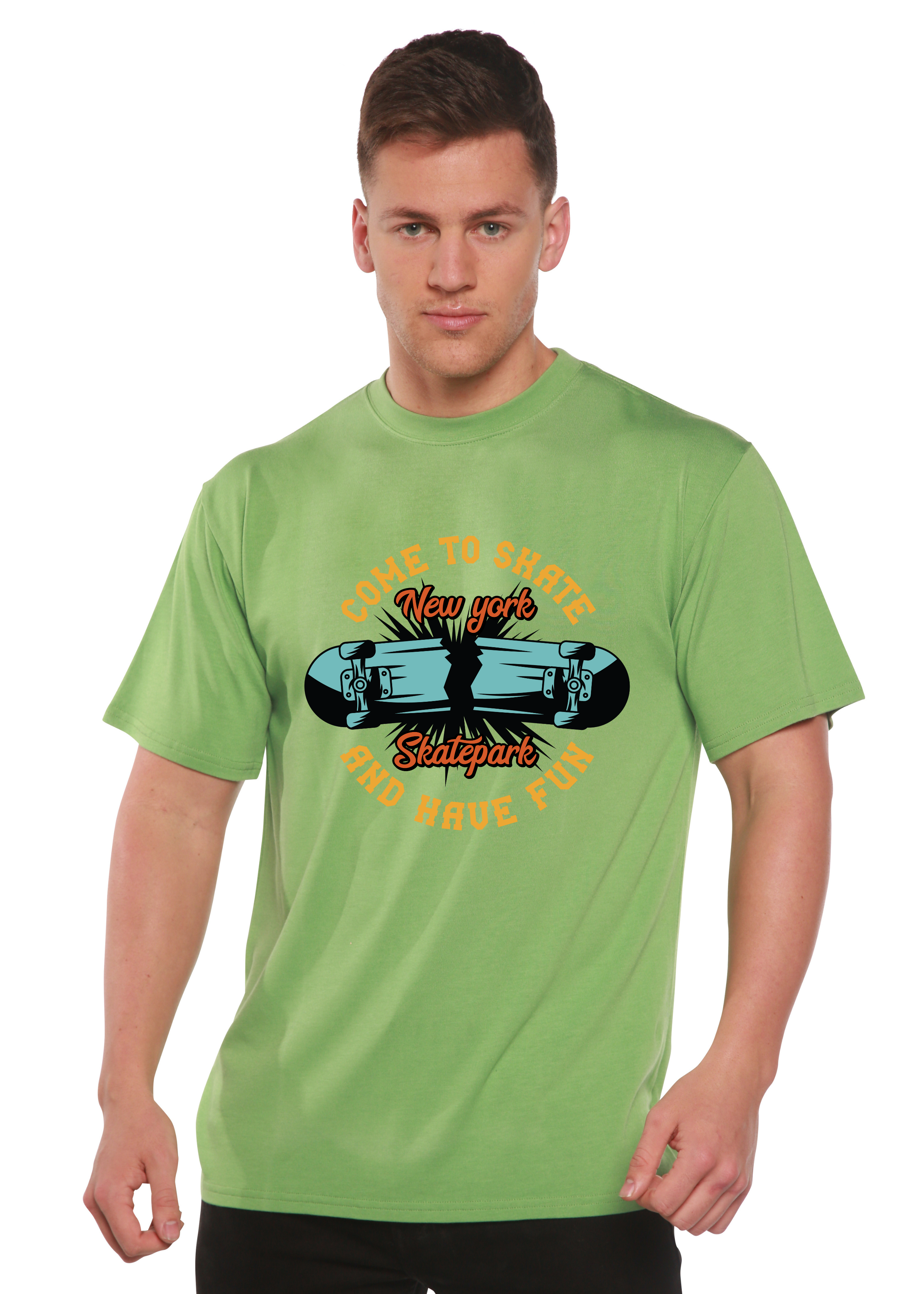 Spun Bamboo New York Skatepark Men's Bamboo Viscose/Organic Cotton Short Sleeve Graphic T-Shirt — alternative angle