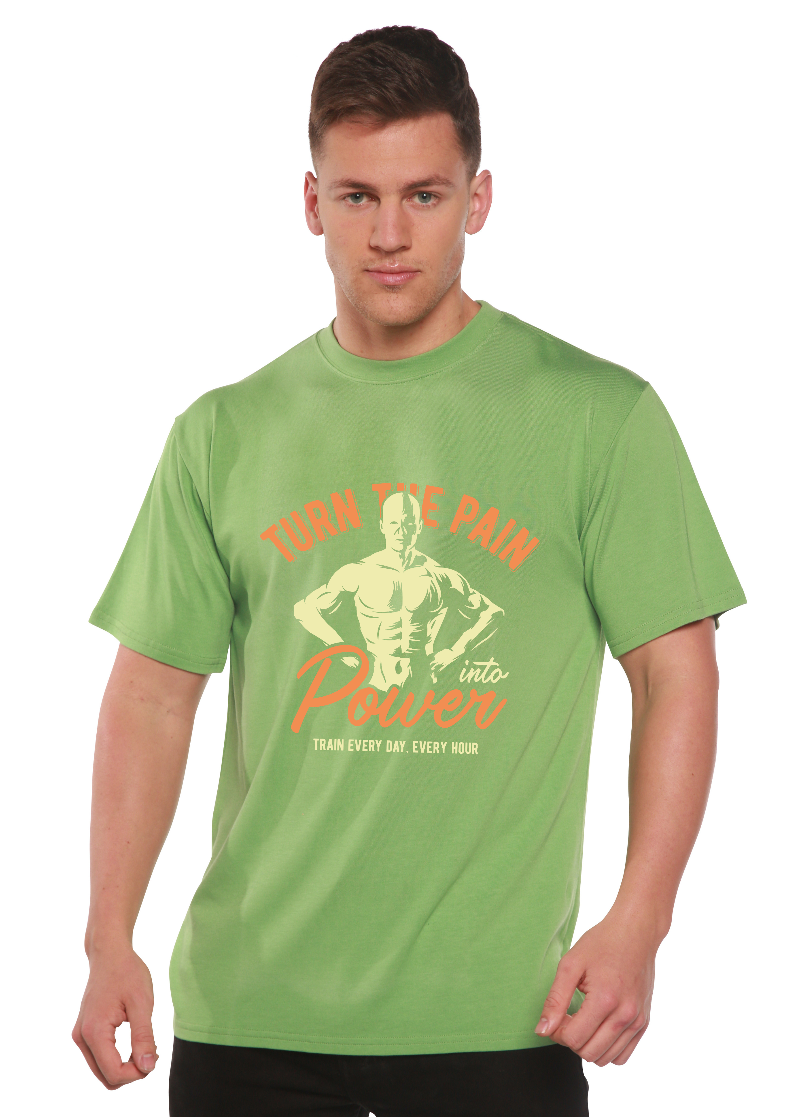 Spun Bamboo Turn The Pain Men's Bamboo Viscose/Organic Cotton Short Sleeve Graphic T-Shirt — side view