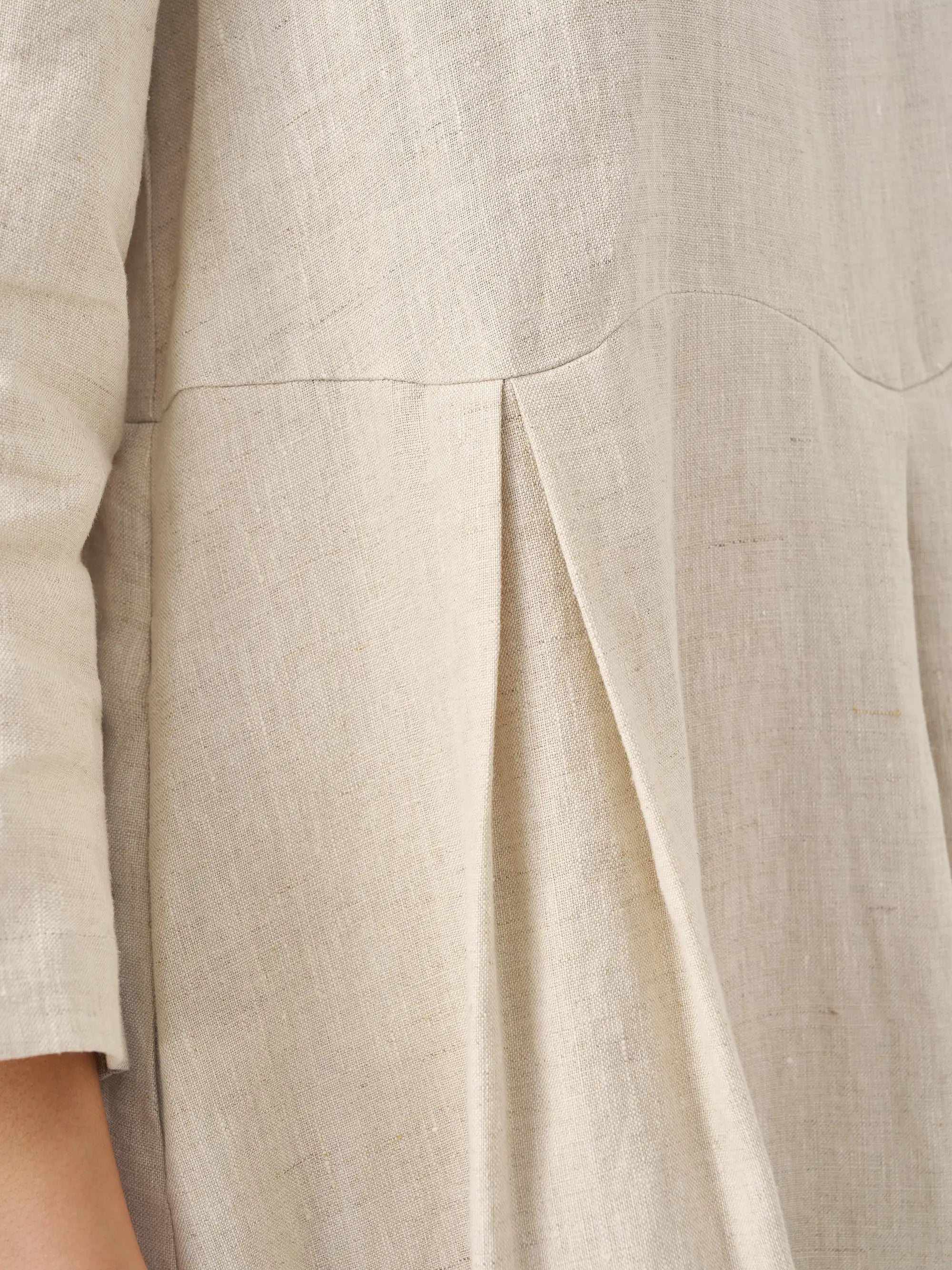 LINTICO 100% Linen Bateau Neck Pleated Maxi Dress ABIGAIL — back view