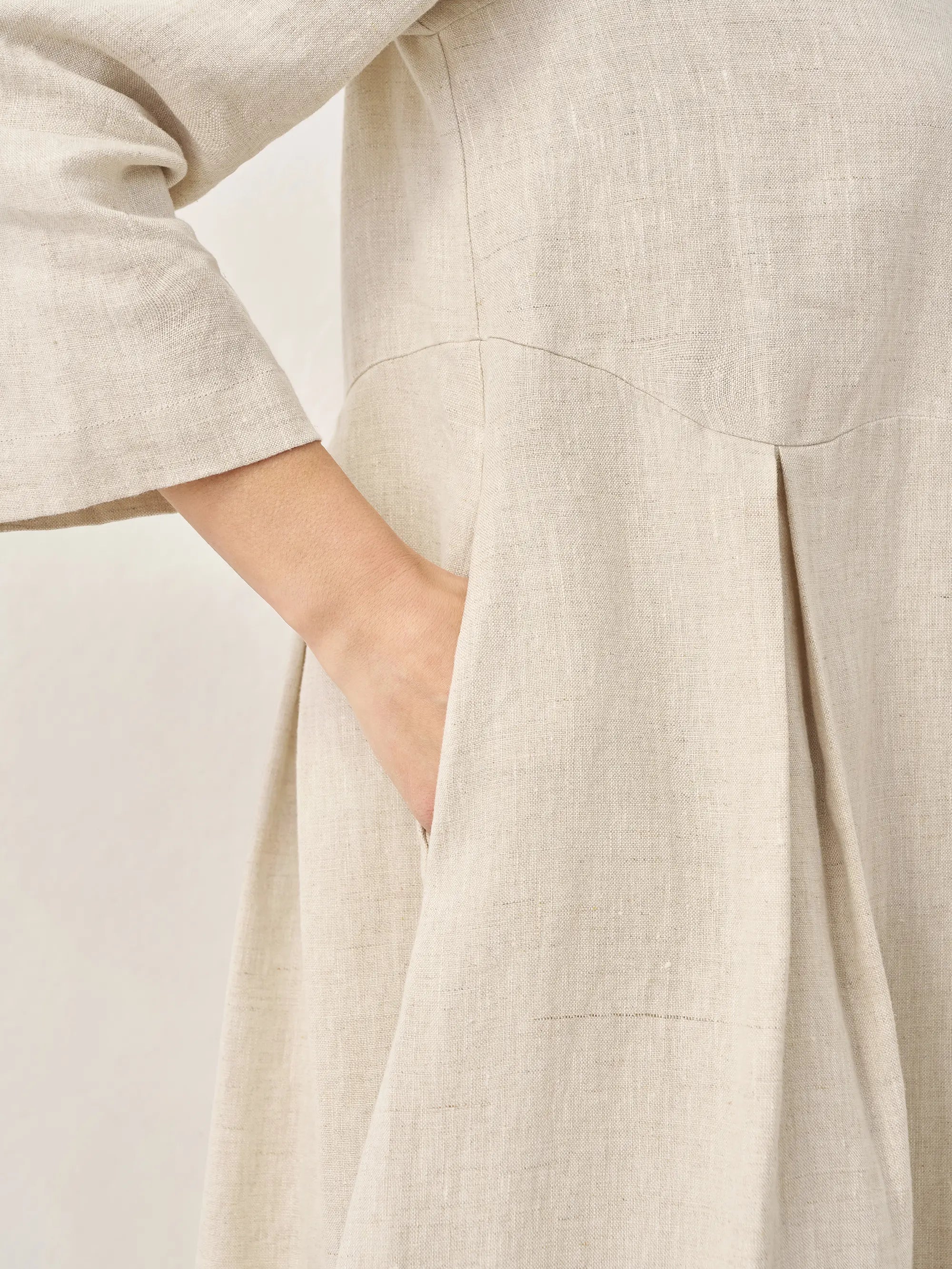 LINTICO 100% Linen Bateau Neck Pleated Maxi Dress ABIGAIL — alternative angle
