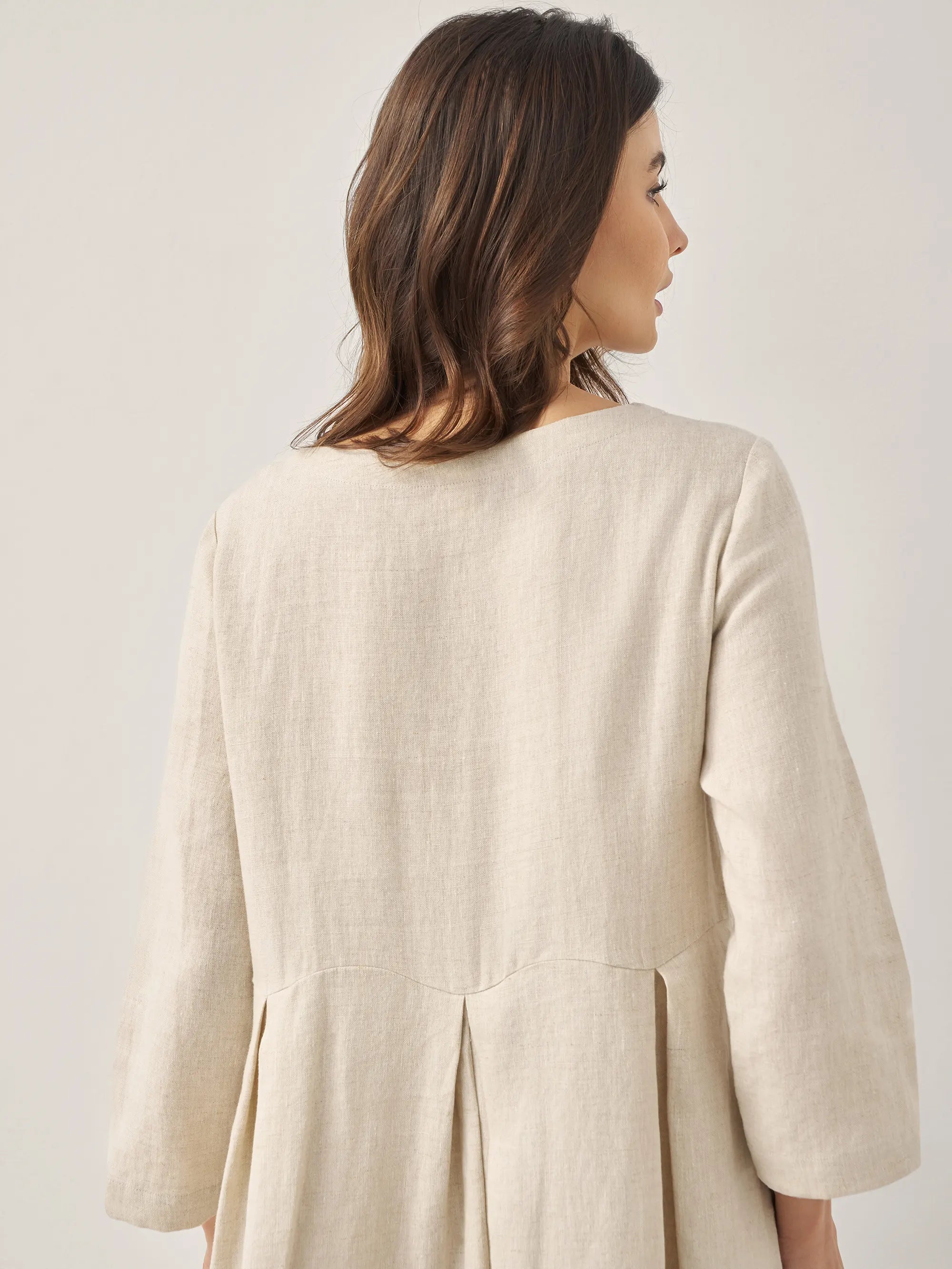 LINTICO 100% Linen Bateau Neck Pleated Maxi Dress ABIGAIL — detail shot 9