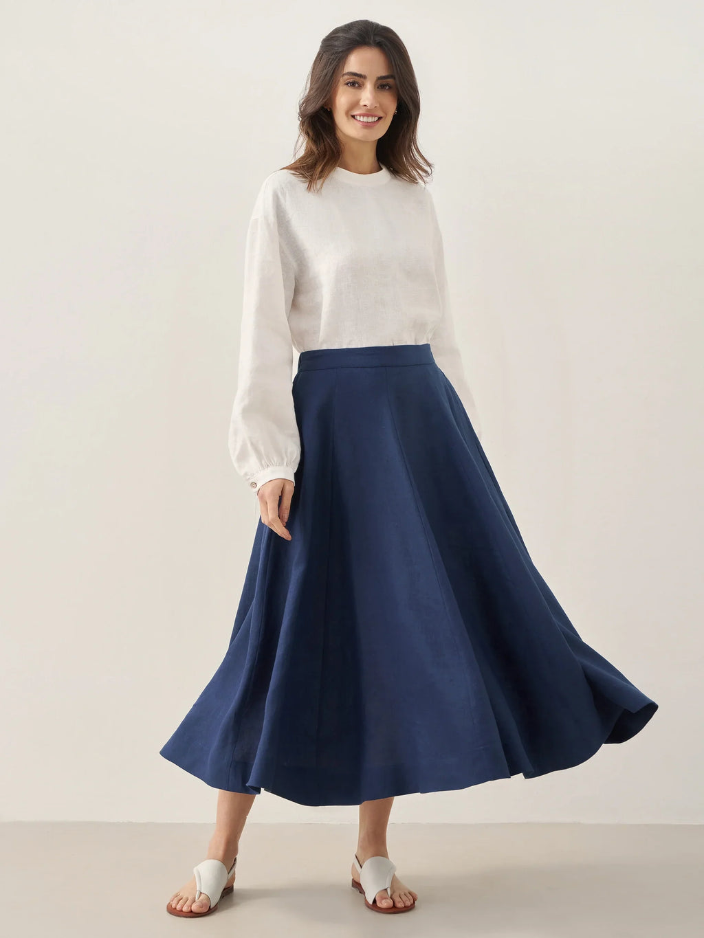 LINTICO 100% Linen A-Line Skirt JEMMA — detail shot 7