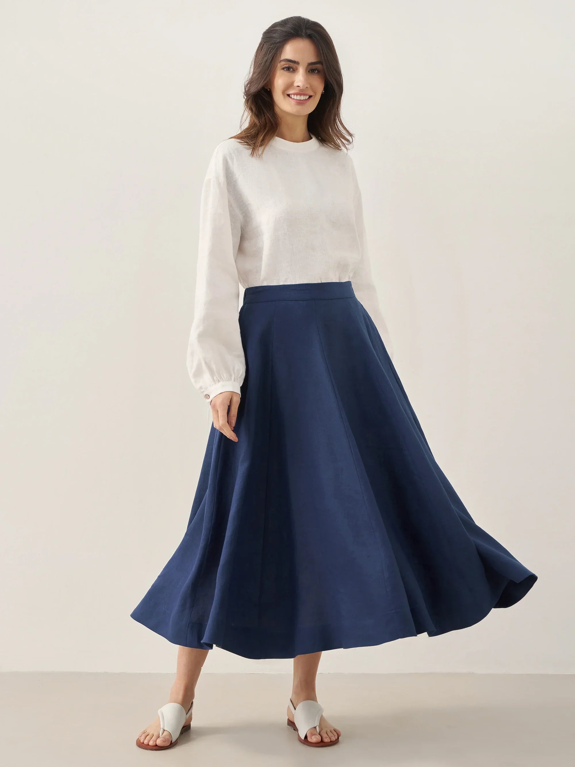 LINTICO 100% Linen A-Line Skirt JEMMA — detail shot 7
