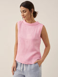 LINTICO 100% Linen Draped Collar Tank Top — main product shot