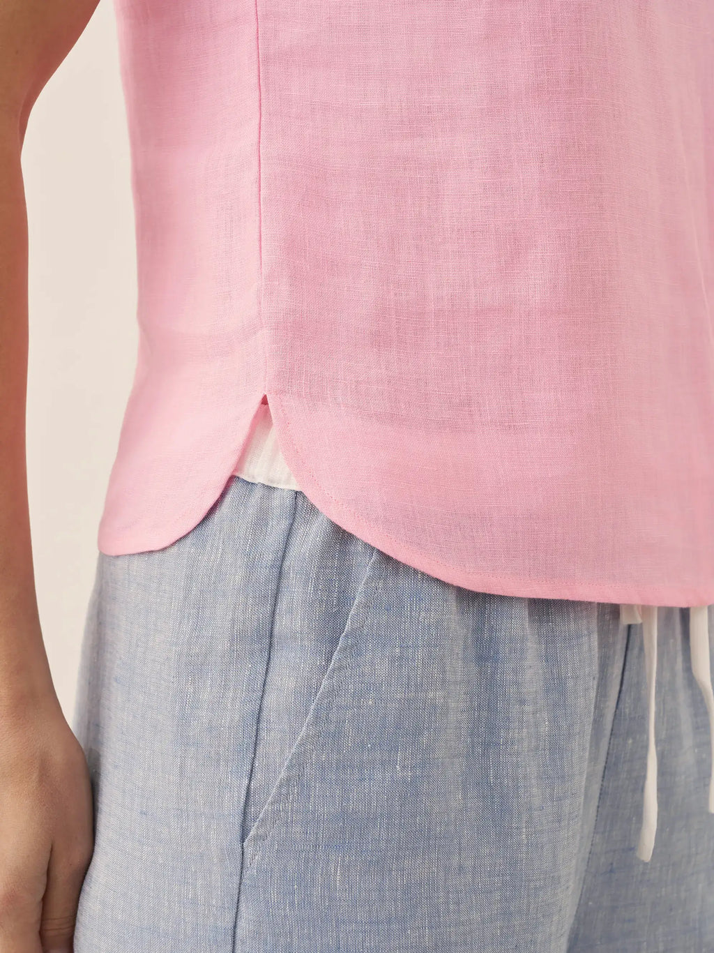 LINTICO 100% Linen Draped Collar Tank Top JACQUELINE — back view