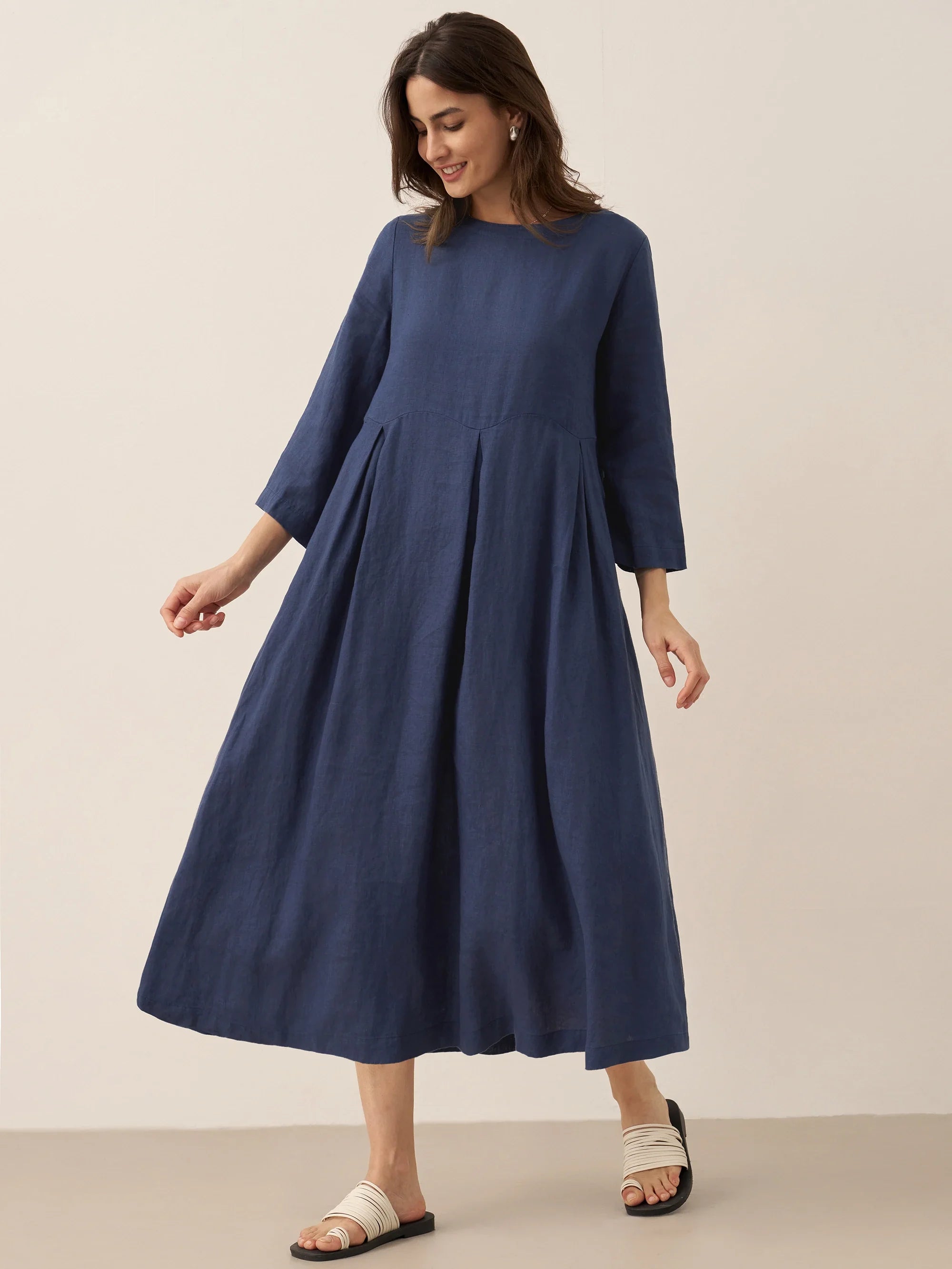LINTICO 100% Linen Bateau Neck Pleated Maxi Dress ABIGAIL — packaging