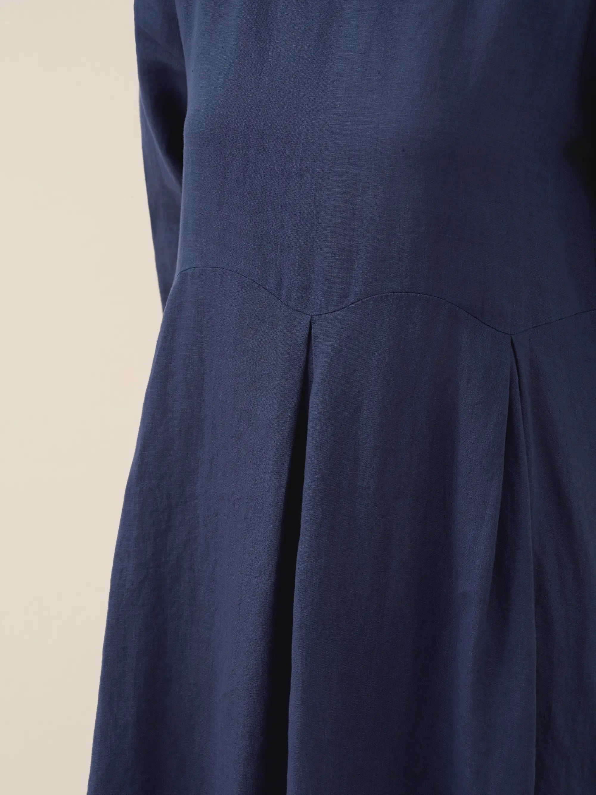 LINTICO 100% Linen Bateau Neck Pleated Maxi Dress ABIGAIL — product on model
