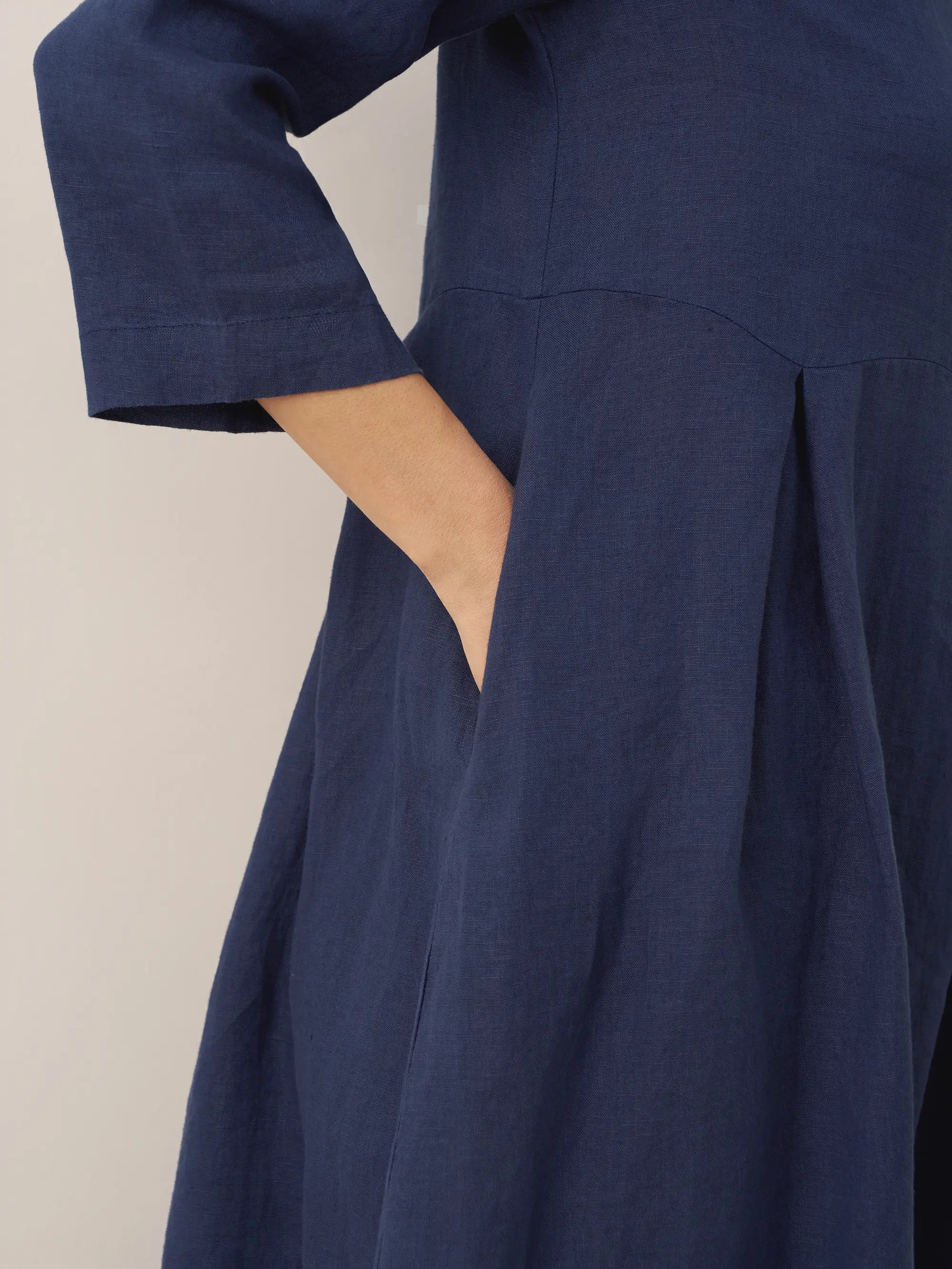 LINTICO 100% Linen Bateau Neck Pleated Maxi Dress ABIGAIL — flat-lay composition