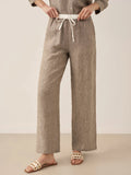 LINTICO 100% Linen Elastic Waist Straight-Leg Trousers JOURDAN — alternative angle