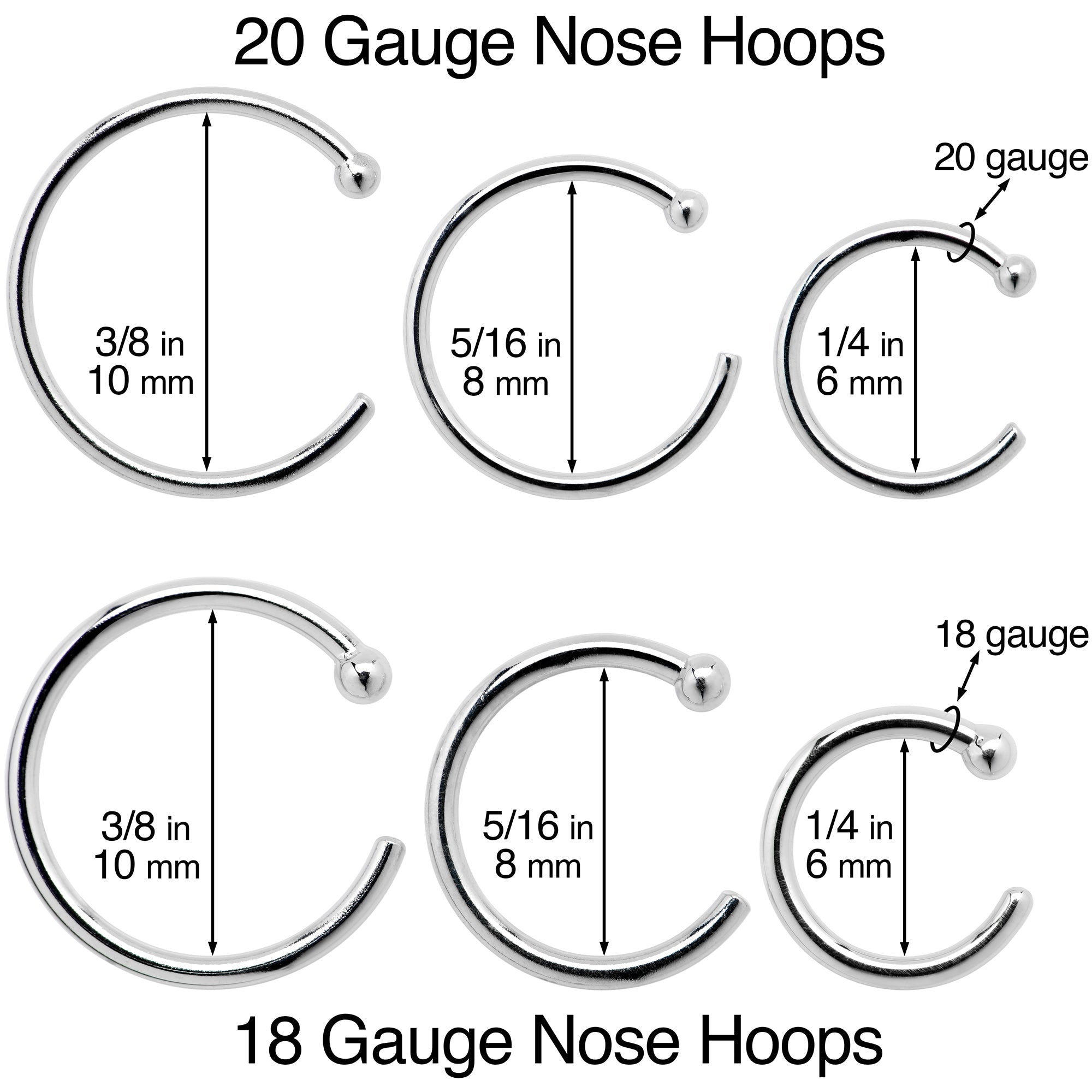 BodyCandy 20G 3/8 Solid 18K White Gold Nose Hoop — fabric or material detail