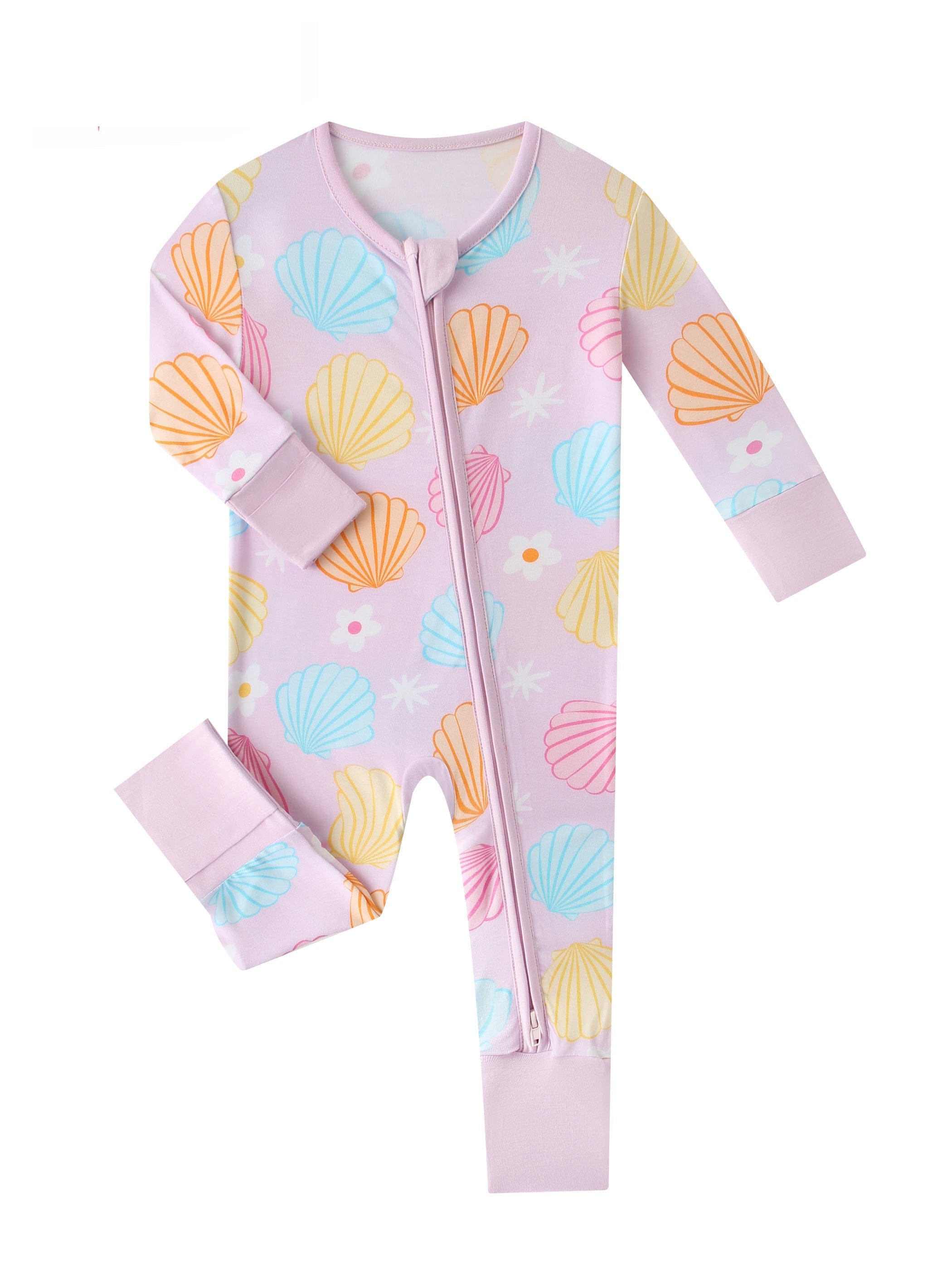 Charlies Project Kids Posh TOT Pastel Seashell Bamboo Baby Convertible Zippy Romper — packaging