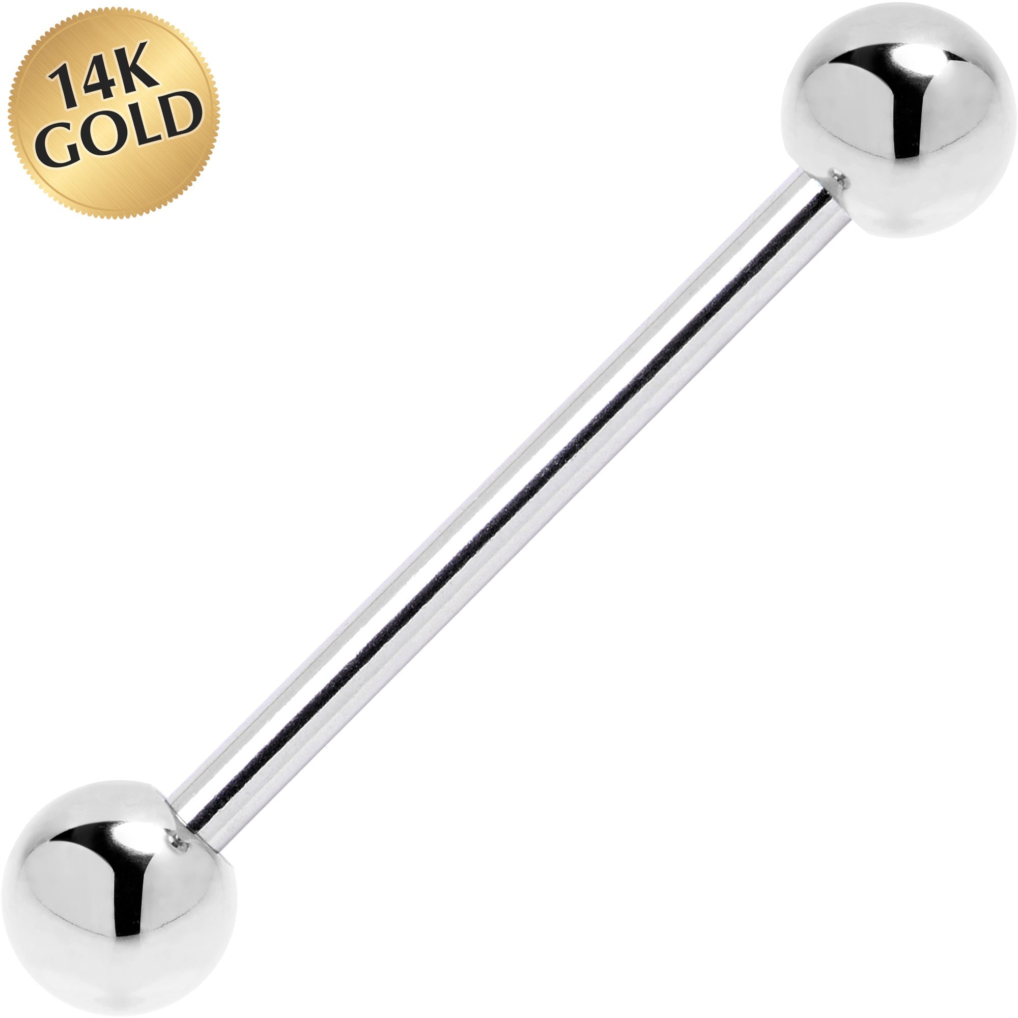 BodyCandy Solid 14k White Gold Straight Barbell 14G 3/4 5mm — main product shot