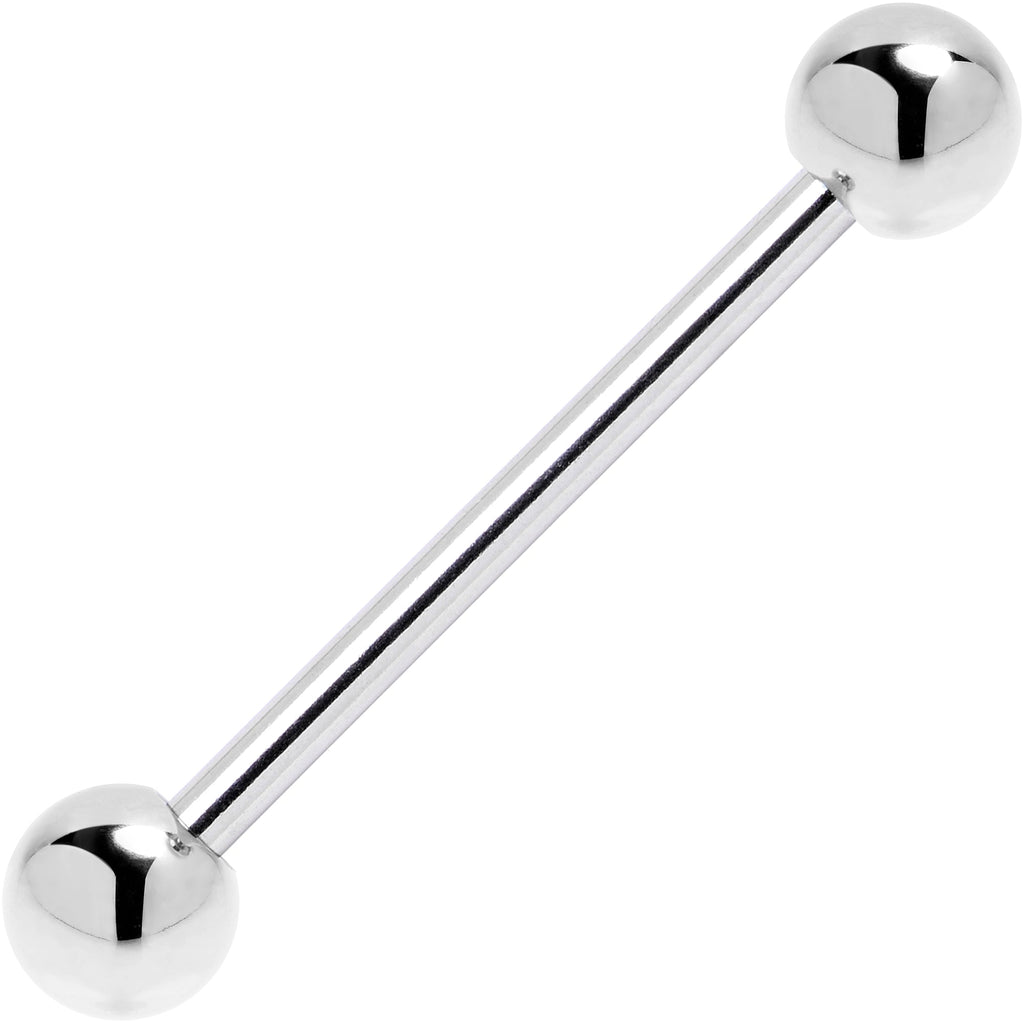 BodyCandy Solid 14k White Gold Straight Barbell 14G 3/4 5mm — detail close-up