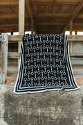 Whiskey Black & Co Lucky & Blessed Black & Ivory Horse Bit Guard Blanket — folded blanket product shot