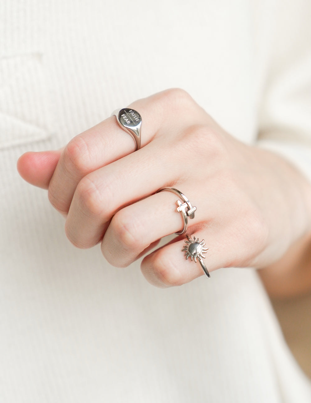 Elevated Faith Silver Faith Over Fear Ring — side view