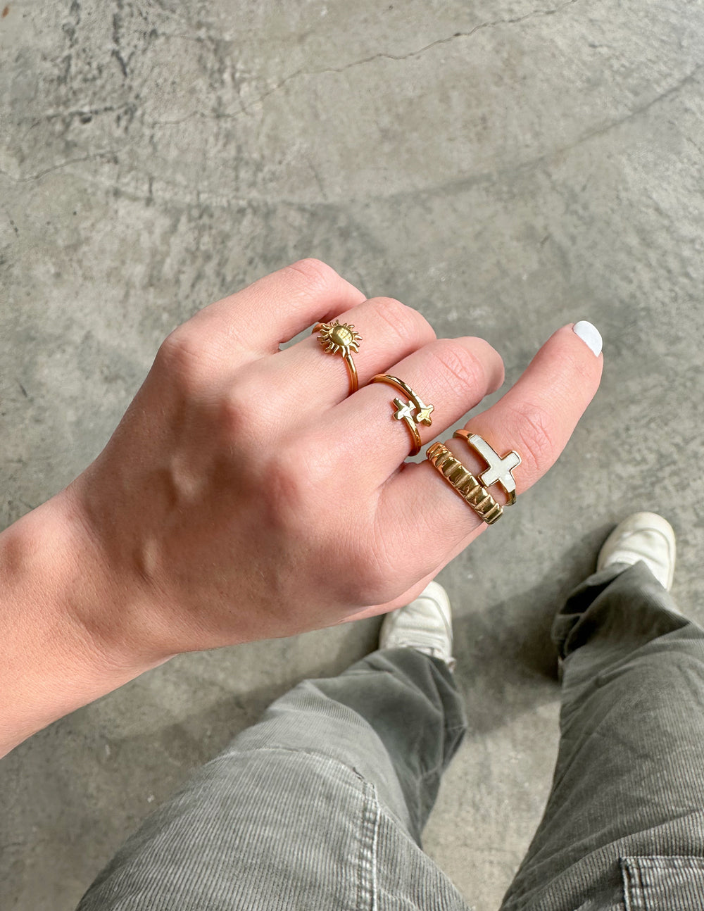 Elevated Faith Gold Sunset Ring — detail close-up