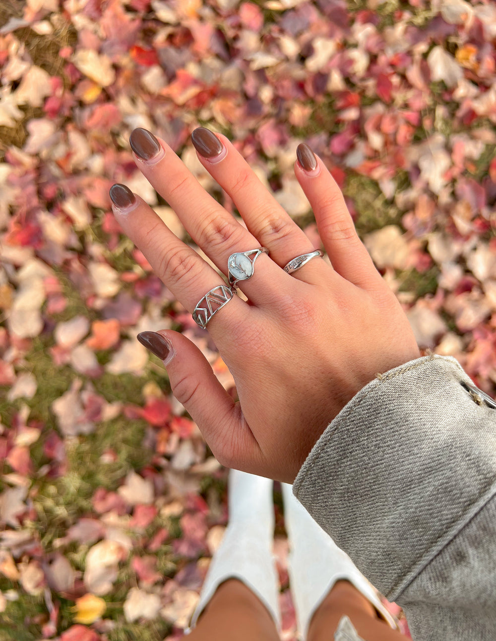 Elevated Faith Silver Wildflower Signet Ring — lifestyle context
