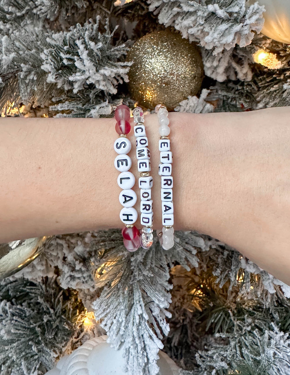 Elevated Faith Selah Letter Bracelet — detail close-up