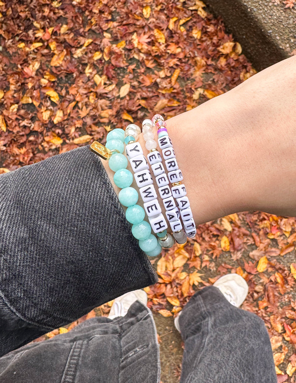 Elevated Faith More Faith Letter Bracelet — lifestyle context