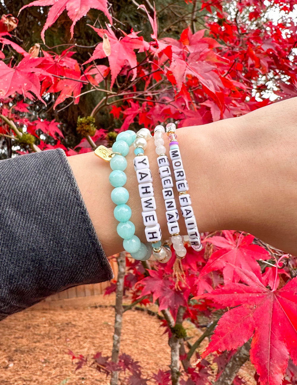 Elevated Faith More Faith Letter Bracelet — side view