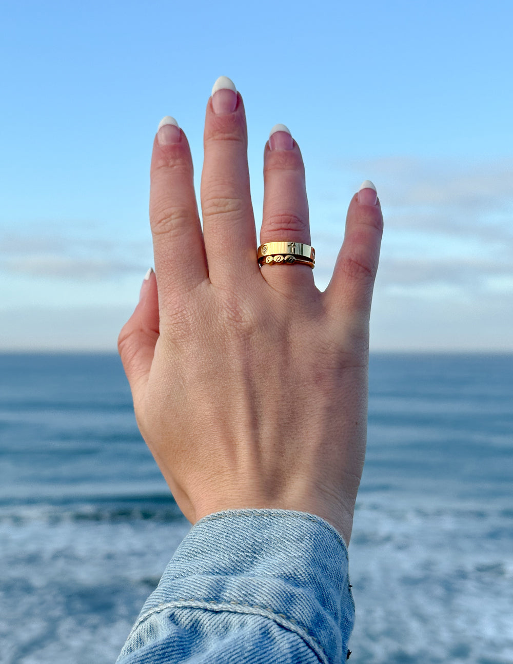 Elevated Faith God Letter Ring — lifestyle context