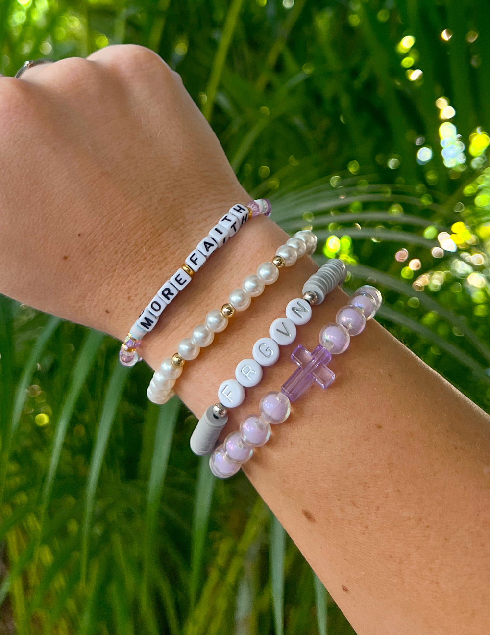 Elevated Faith More Faith Letter Bracelet — back view